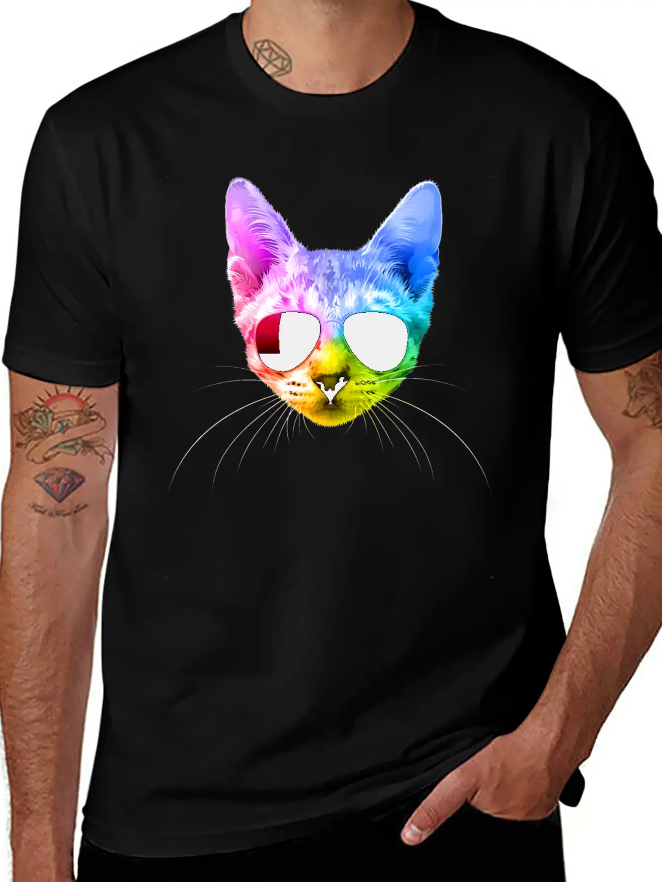 Rainbow Cat Unisex Casual T-Shirt – Clean Design For Daily Comfort
