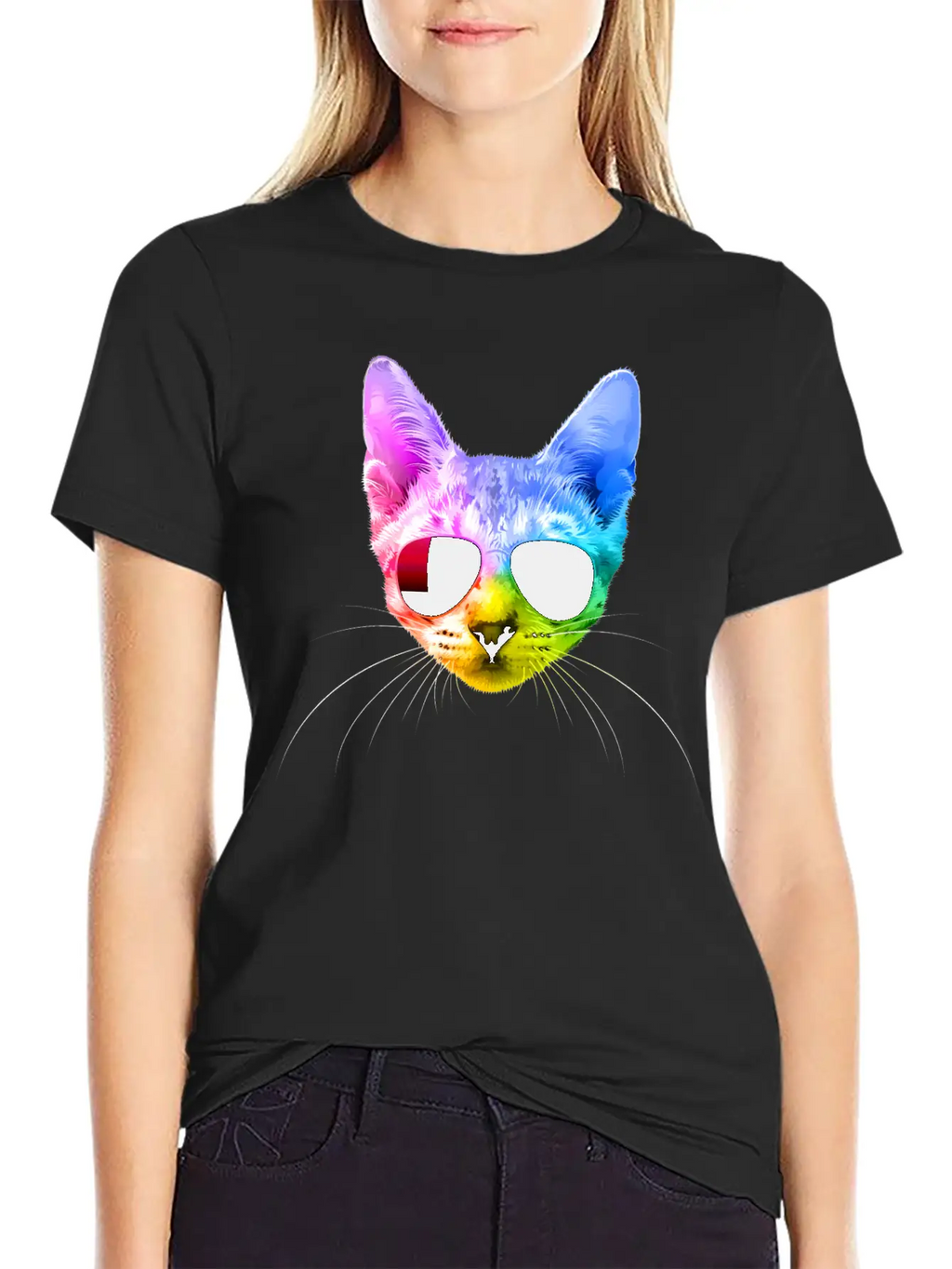Rainbow Cat Unisex Casual T-Shirt – Clean Design For Daily Comfort