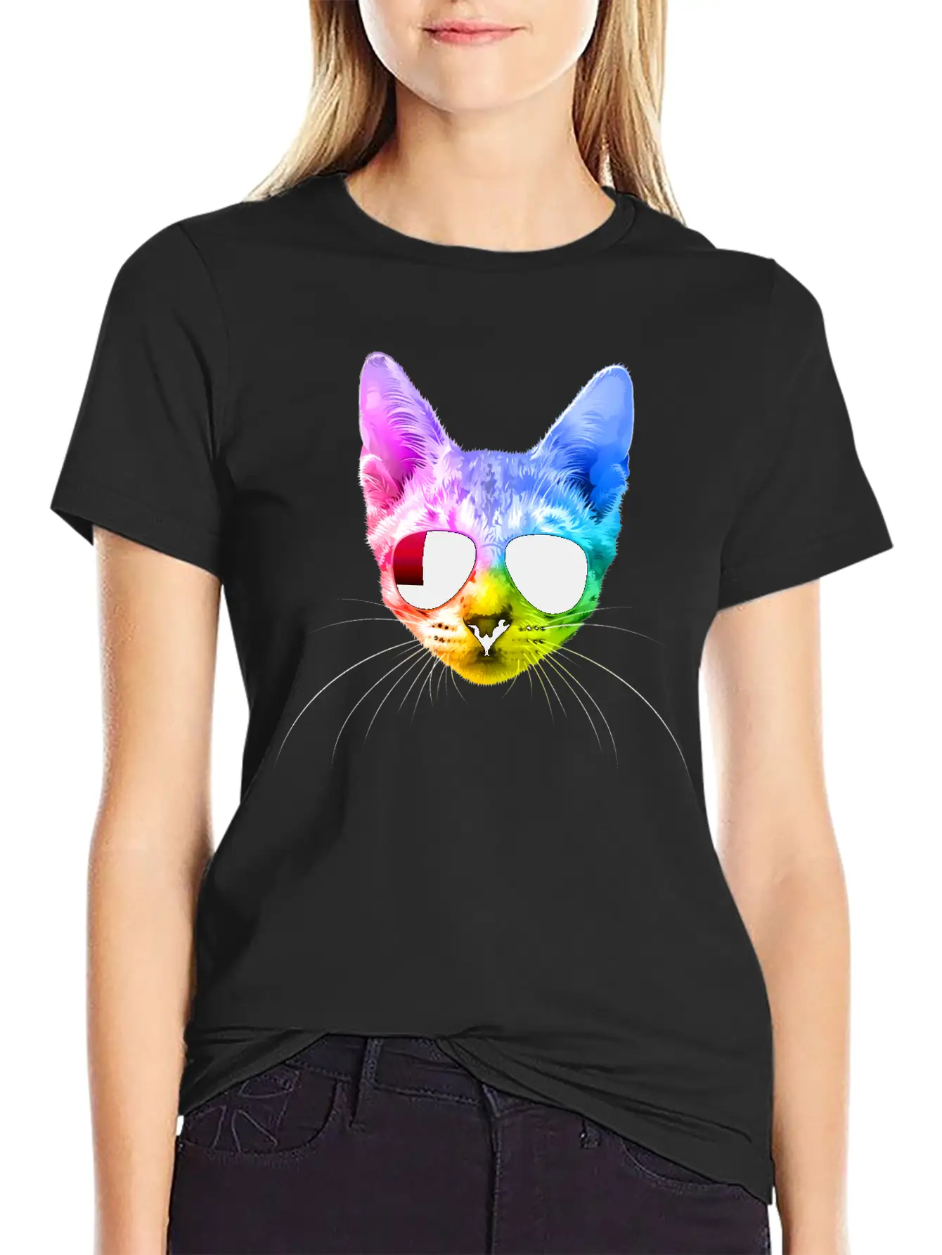 Rainbow Cat Unisex Casual T-Shirt – Clean Design For Daily Comfort