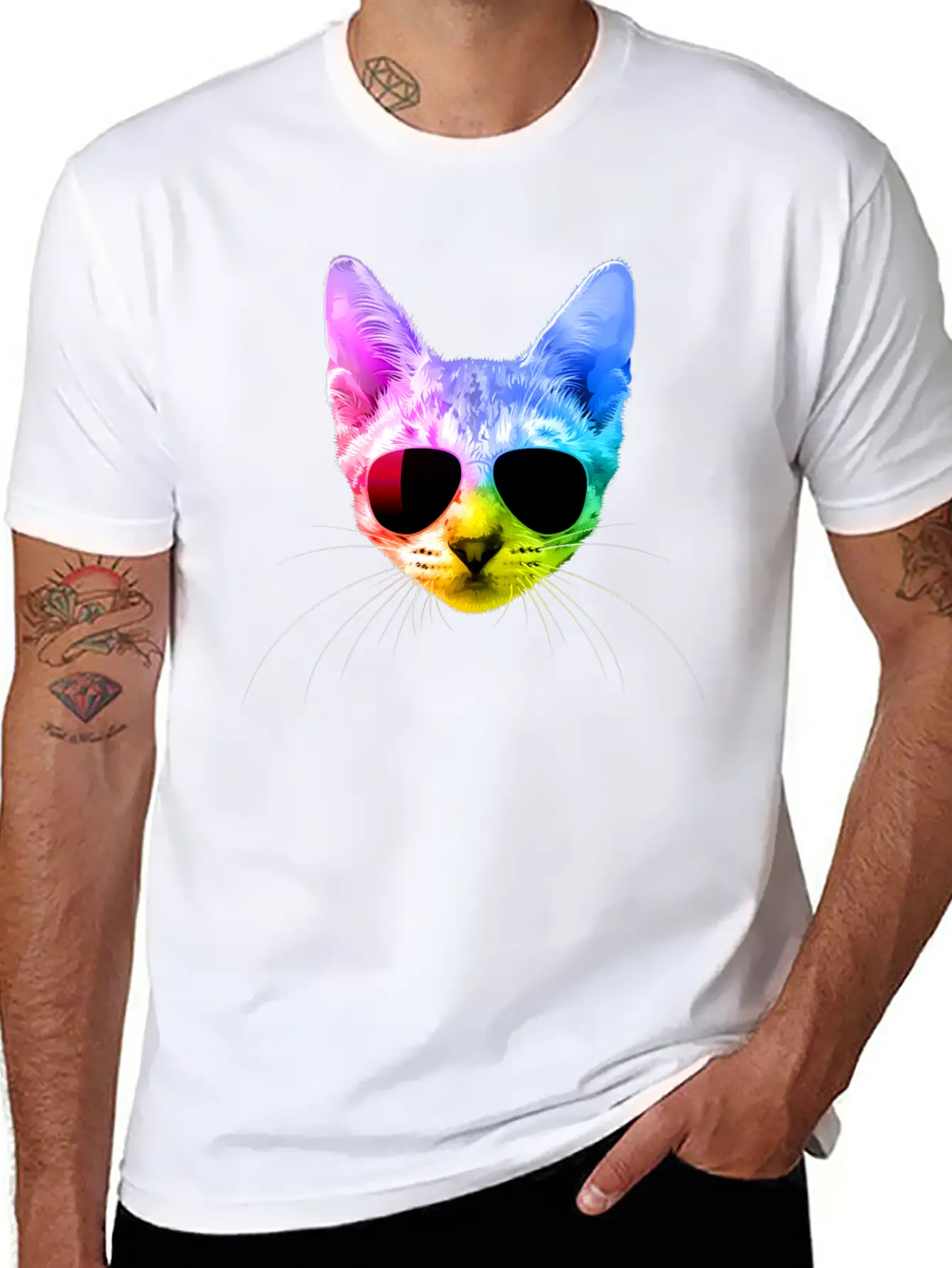 Rainbow Cat Unisex Casual T-Shirt – Clean Design For Daily Comfort