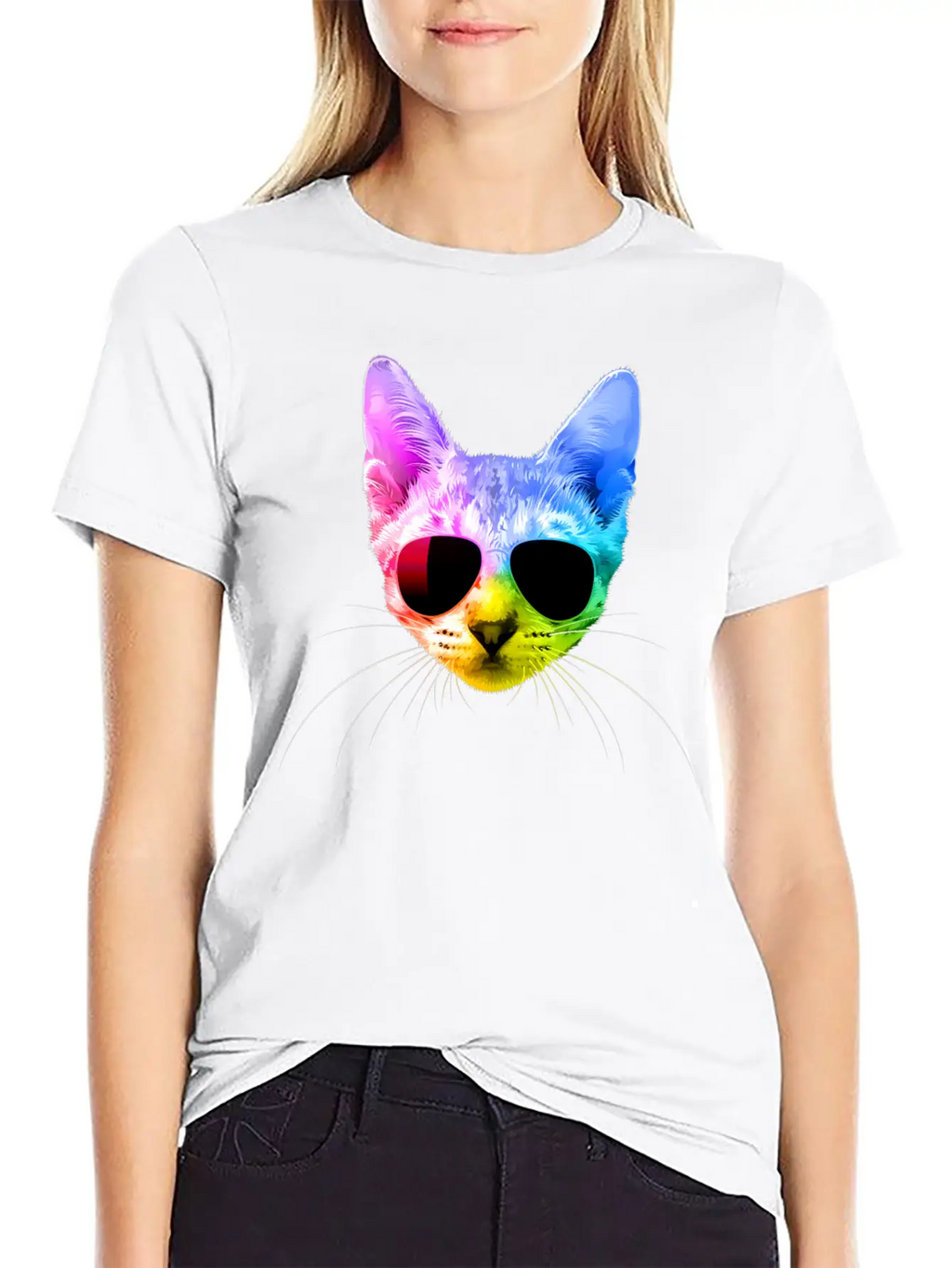 Rainbow Cat Unisex Casual T-Shirt – Clean Design For Daily Comfort