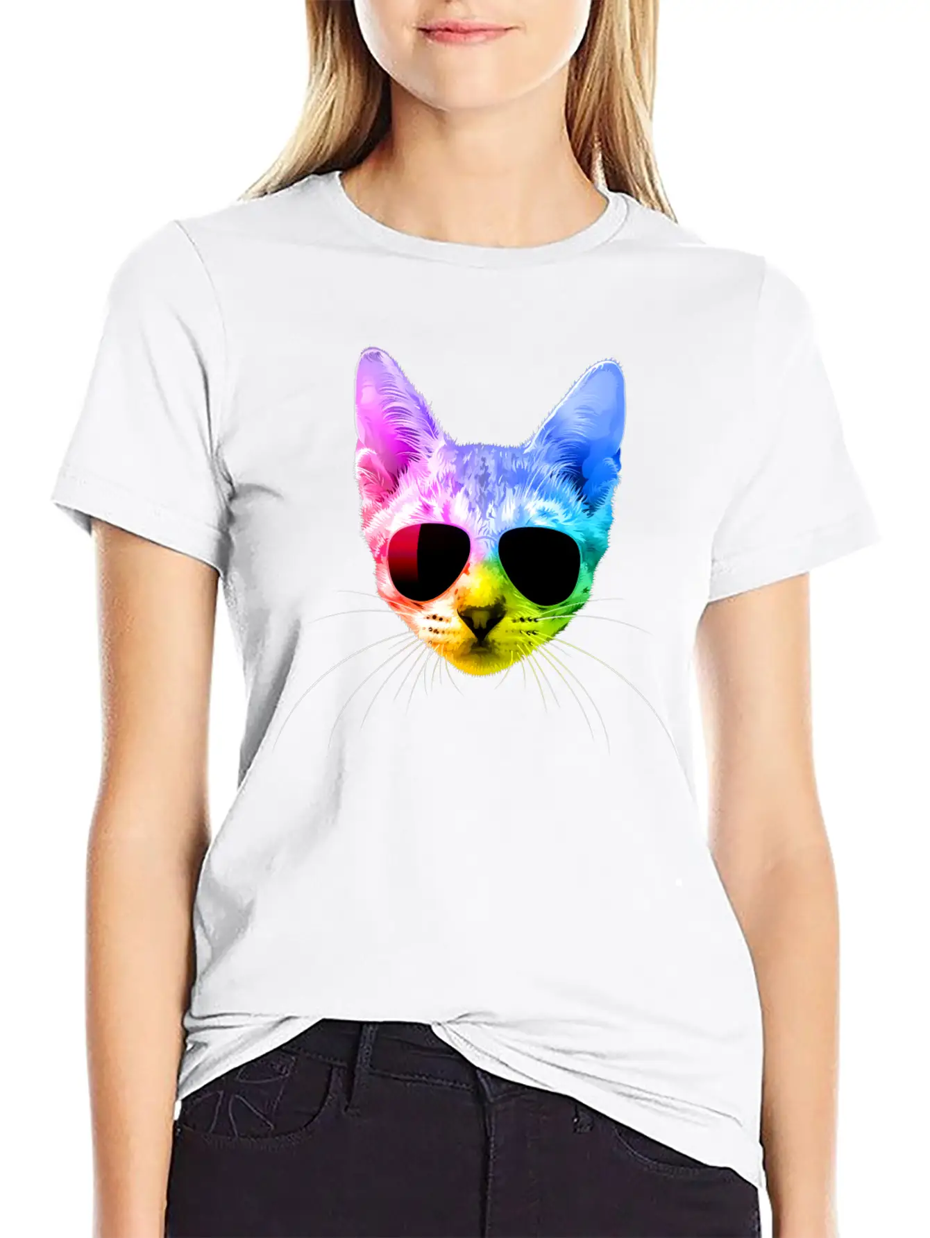 Rainbow Cat Unisex Casual T-Shirt – Clean Design For Daily Comfort