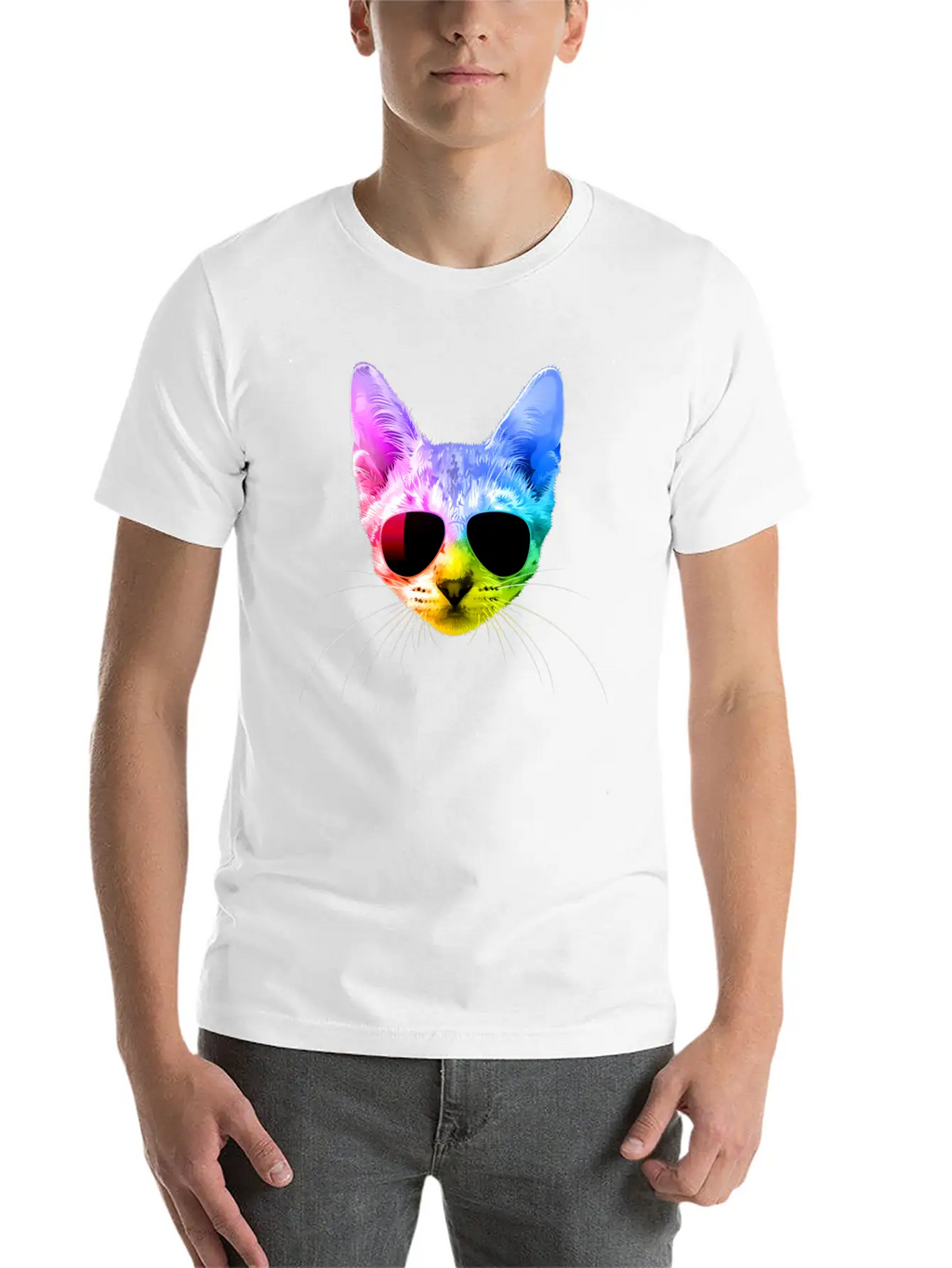 Rainbow Cat Unisex Casual T-Shirt – Clean Design For Daily Comfort