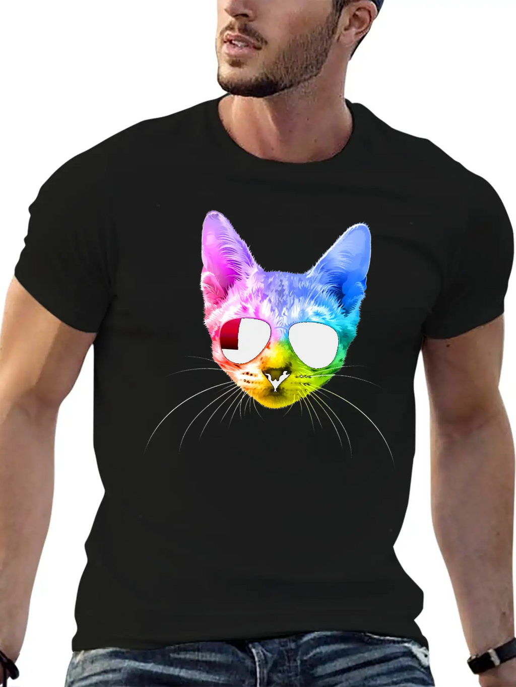 Rainbow Cat Unisex Casual T-Shirt – Clean Design For Daily Comfort