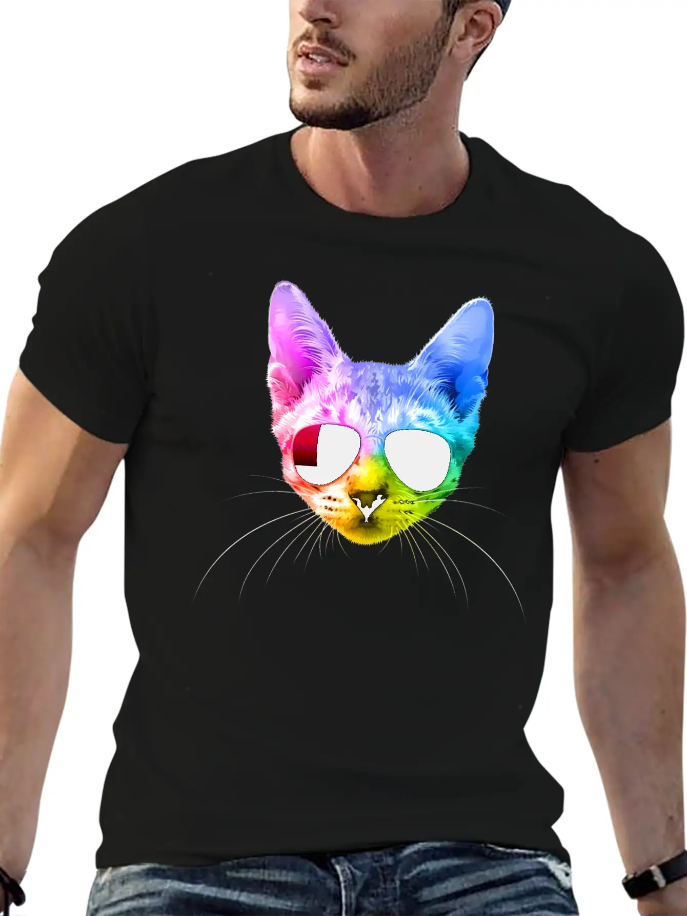 Rainbow Cat Unisex Casual T-Shirt – Clean Design For Daily Comfort