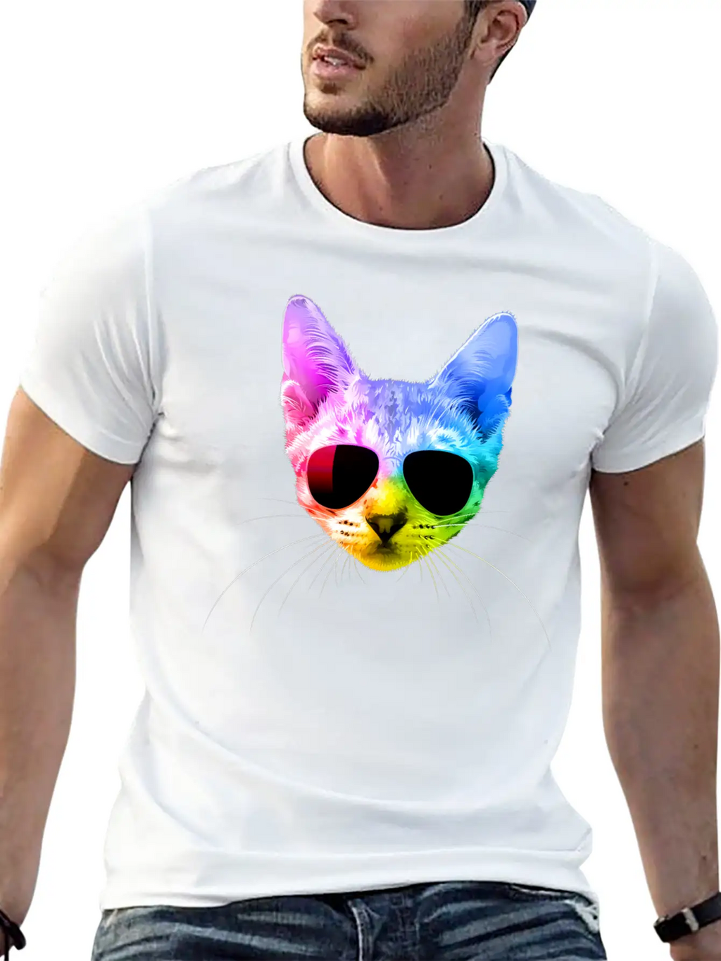 Rainbow Cat Unisex Casual T-Shirt – Clean Design For Daily Comfort