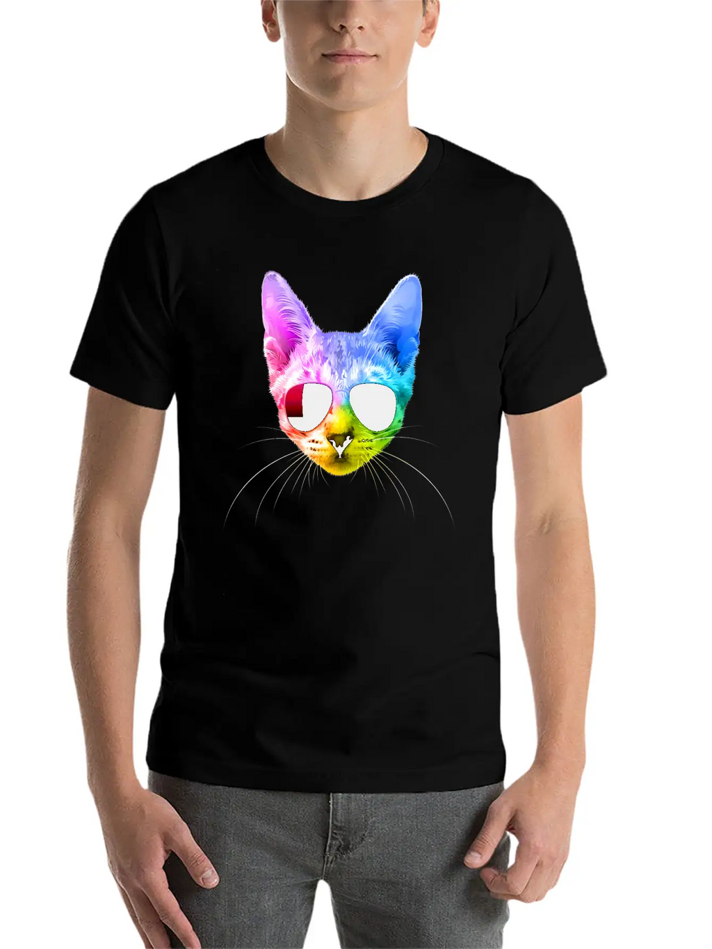 Rainbow Cat Unisex Casual T-Shirt – Clean Design For Daily Comfort