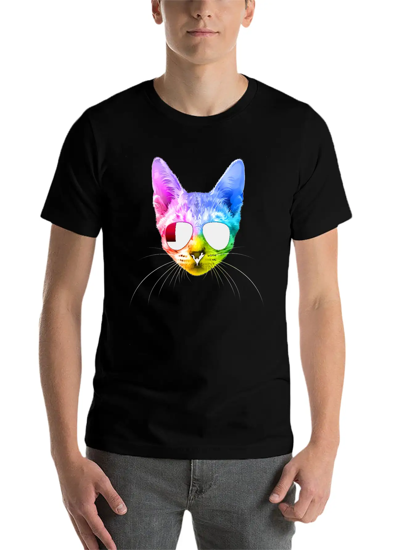 Rainbow Cat Unisex Casual T-Shirt – Clean Design For Daily Comfort