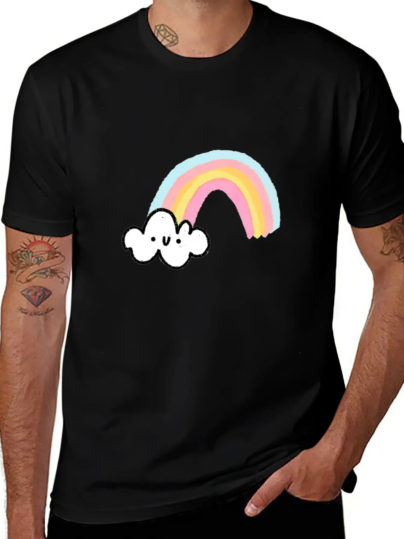 Rainbow Cloud Unisex Casual T-Shirt – Clean Design For Daily Comfort