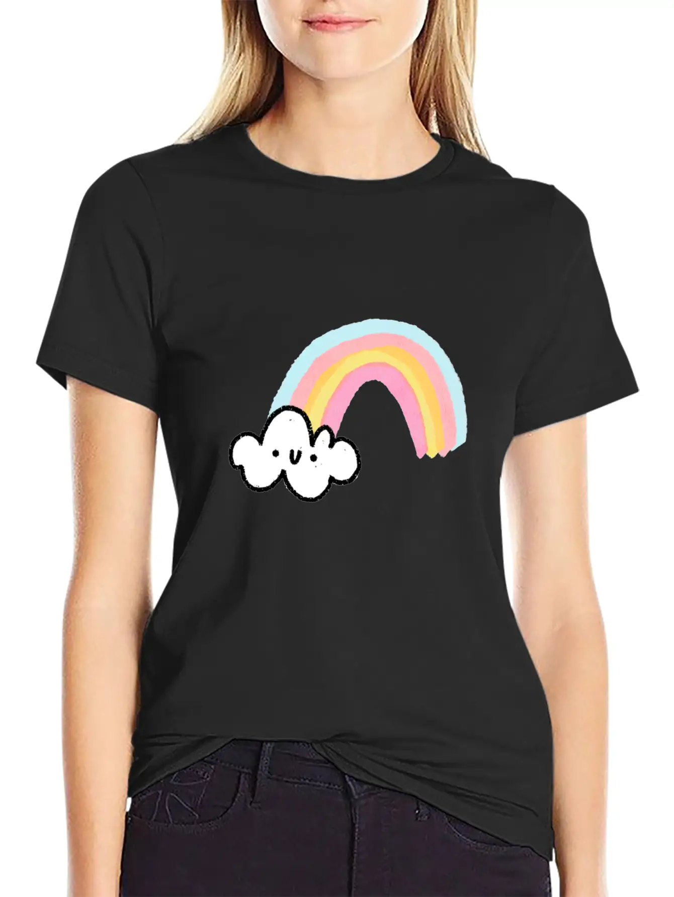 Rainbow Cloud Unisex Casual T-Shirt – Clean Design For Daily Comfort