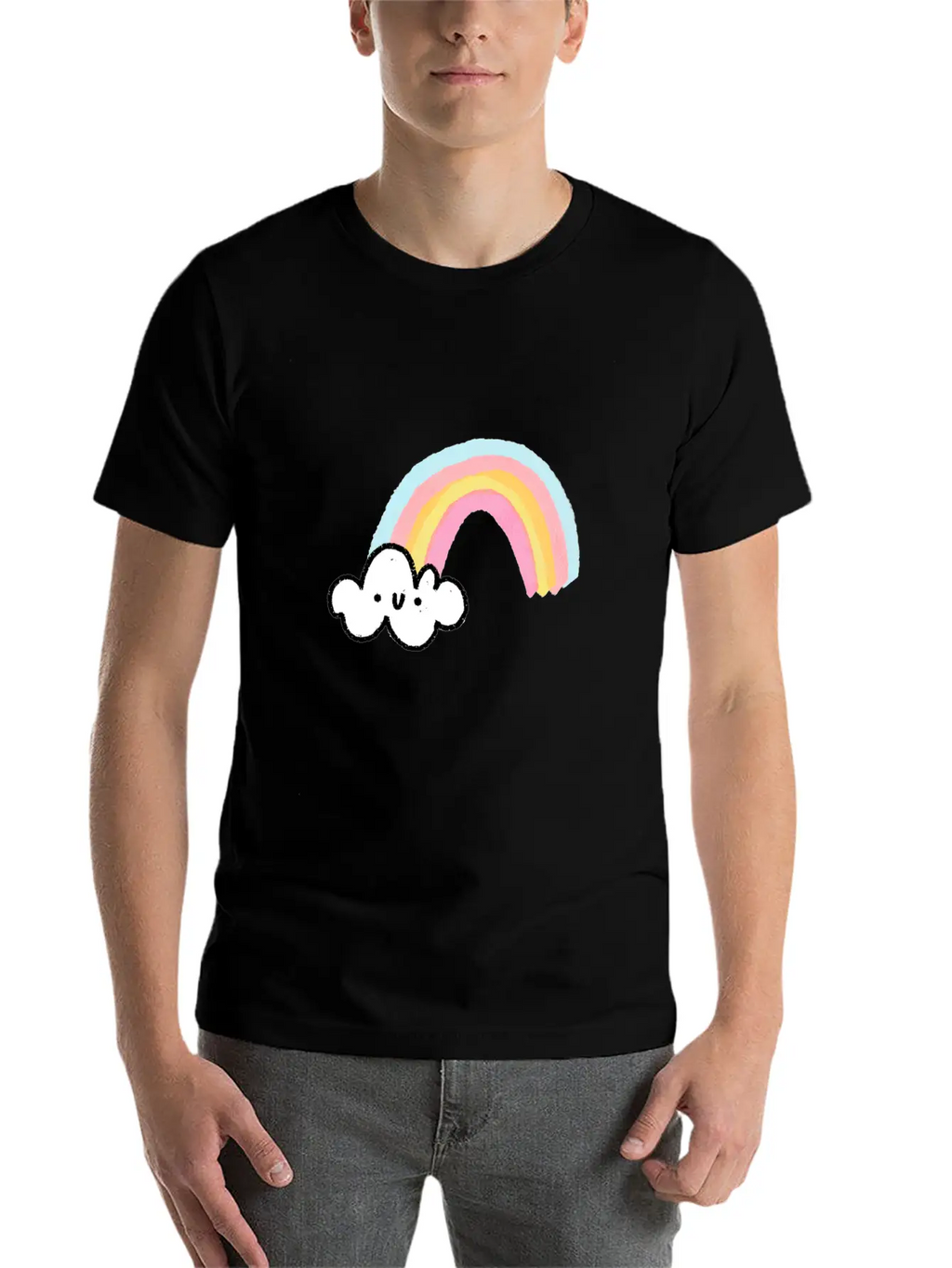 Rainbow Cloud Unisex Casual T-Shirt – Clean Design For Daily Comfort