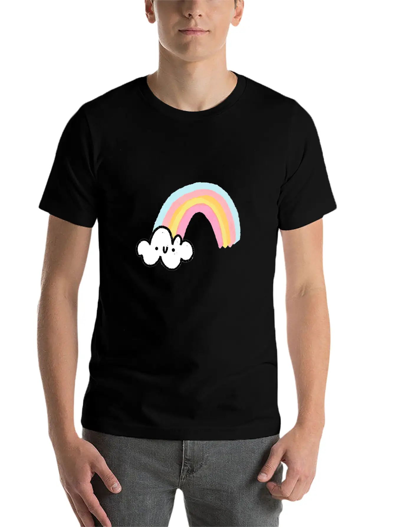 Rainbow Cloud Unisex Casual T-Shirt – Clean Design For Daily Comfort