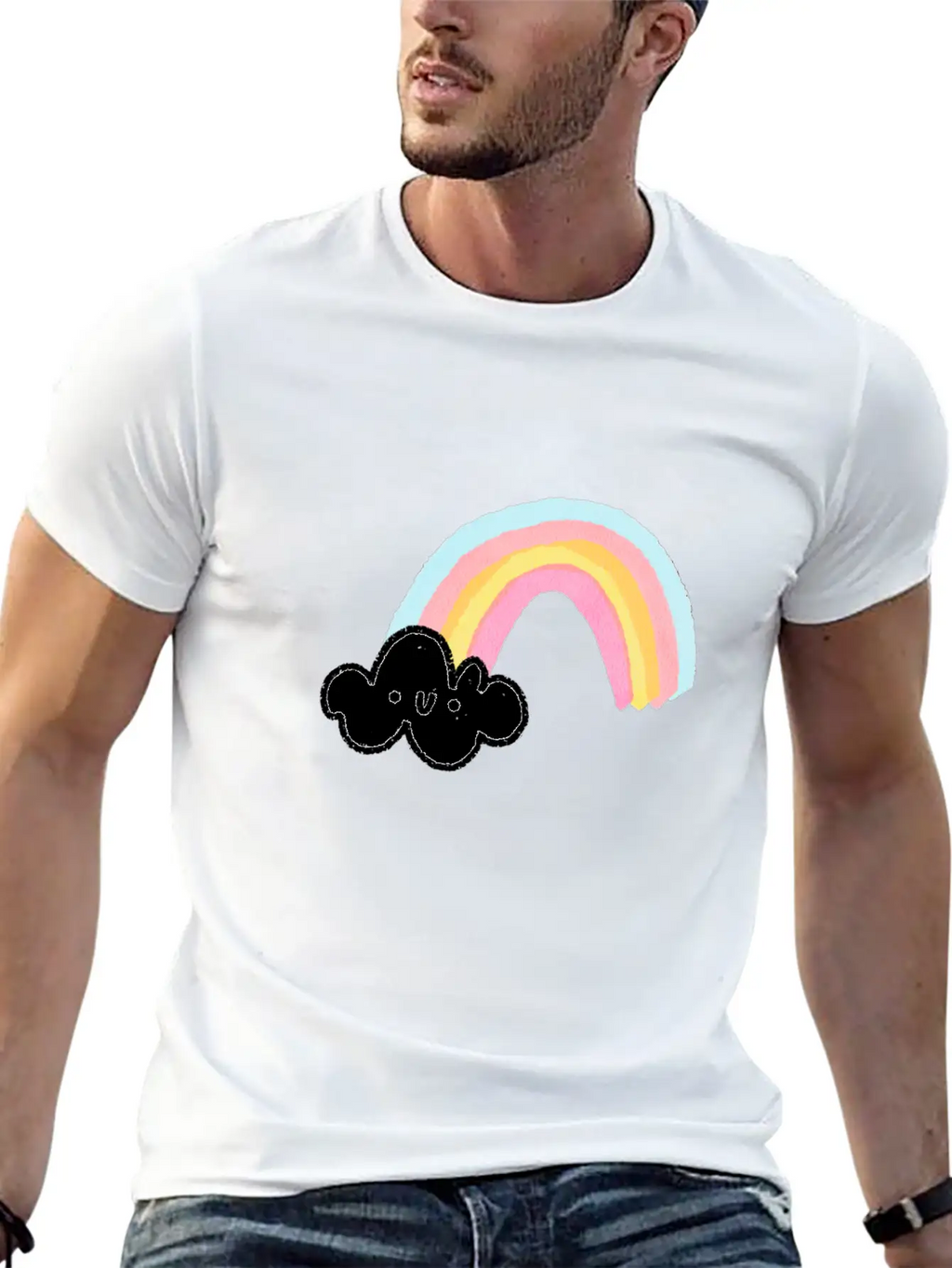 Rainbow Cloud Unisex Casual T-Shirt – Clean Design For Daily Comfort