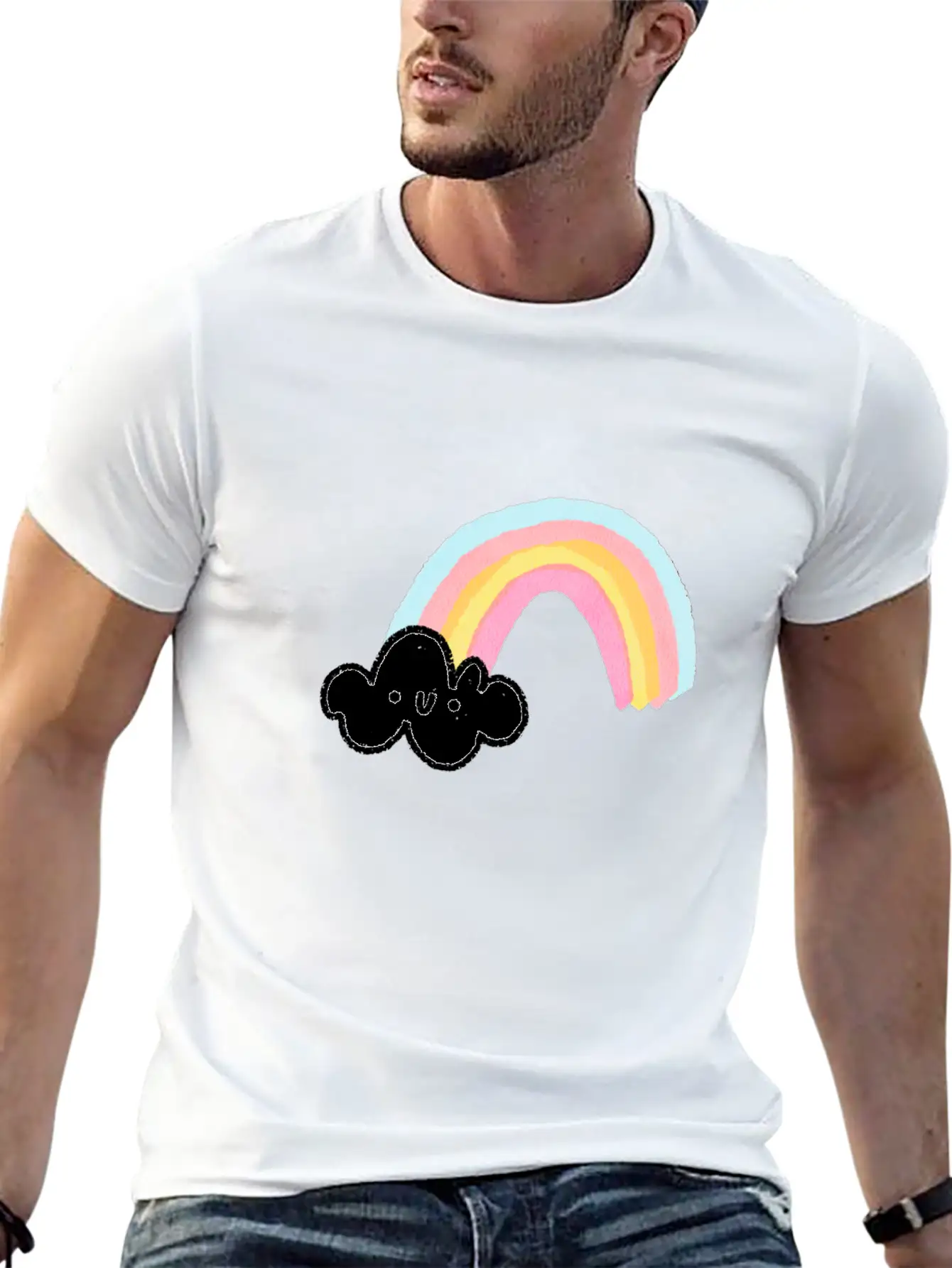 Rainbow Cloud Unisex Casual T-Shirt – Clean Design For Daily Comfort