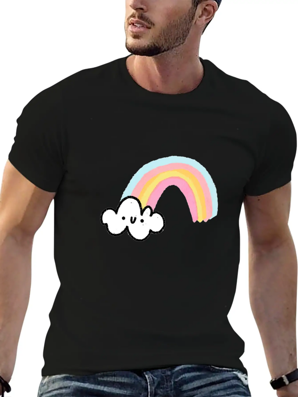 Rainbow Cloud Unisex Casual T-Shirt – Clean Design For Daily Comfort