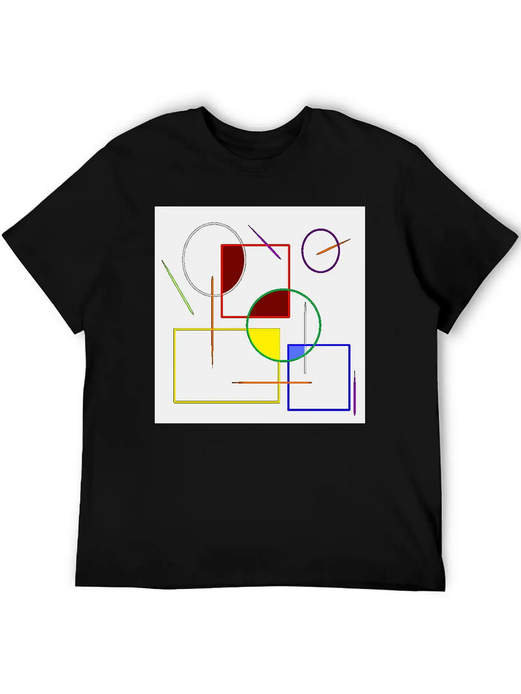 Rainbow Colored Geometric Shapes Essential Cotton Tee For Daily Outfits – Unisex Style