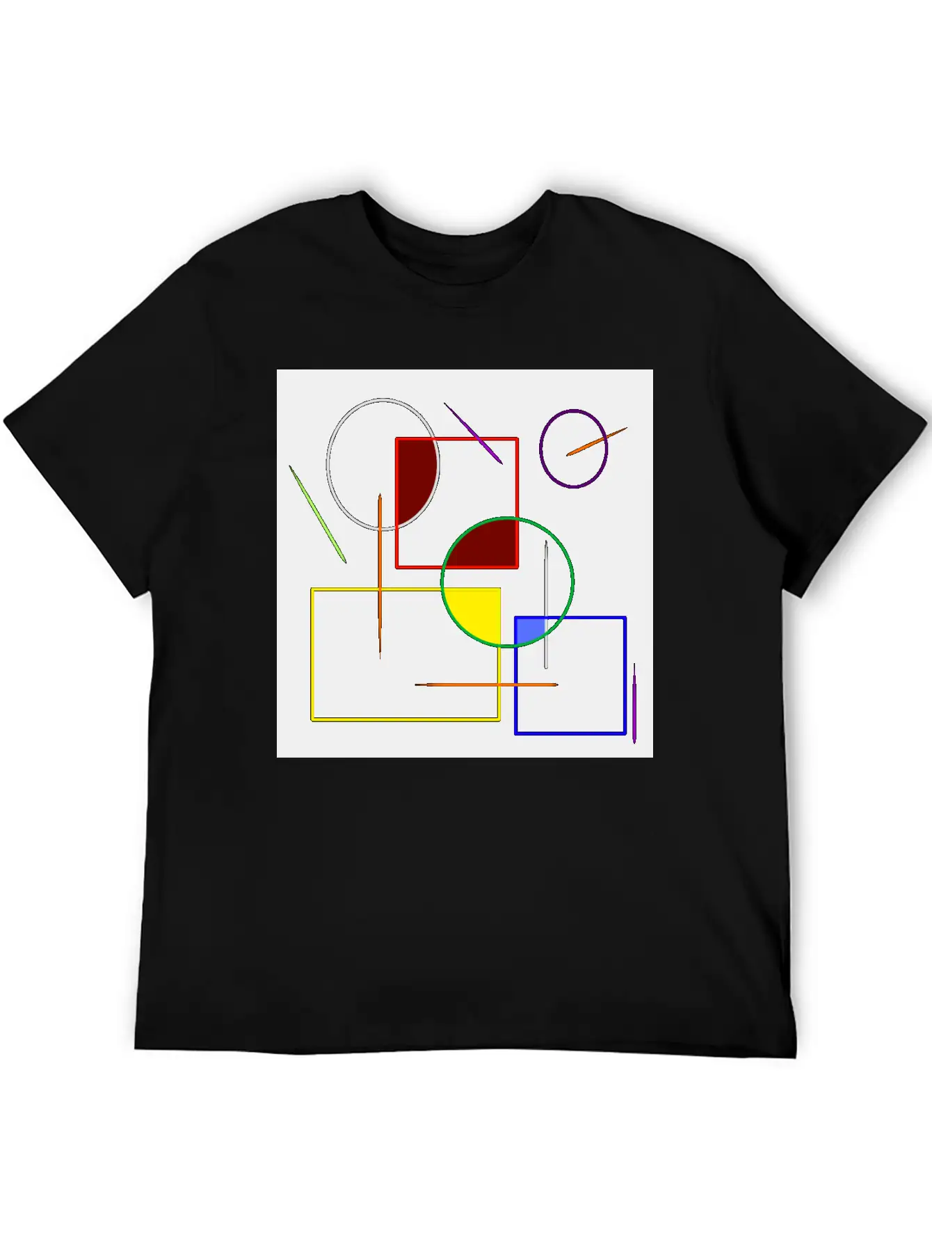 Rainbow Colored Geometric Shapes Essential Cotton Tee For Daily Outfits – Unisex Style