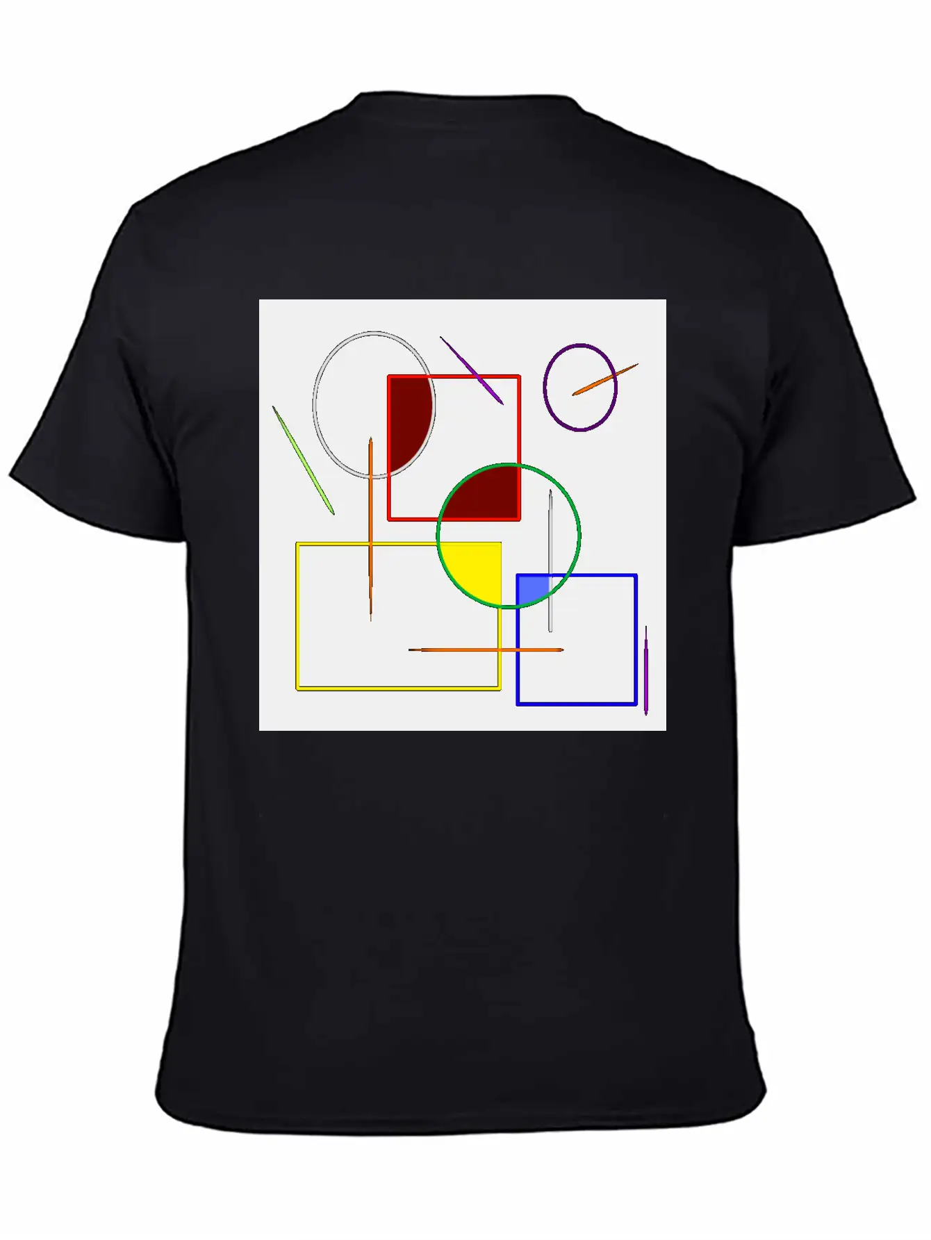Rainbow Colored Geometric Shapes Essential Cotton Tee For Daily Outfits – Unisex Style
