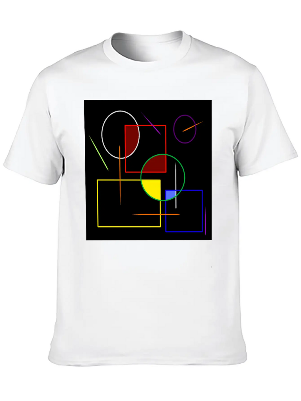 Rainbow Colored Geometric Shapes Essential Cotton Tee For Daily Outfits – Unisex Style