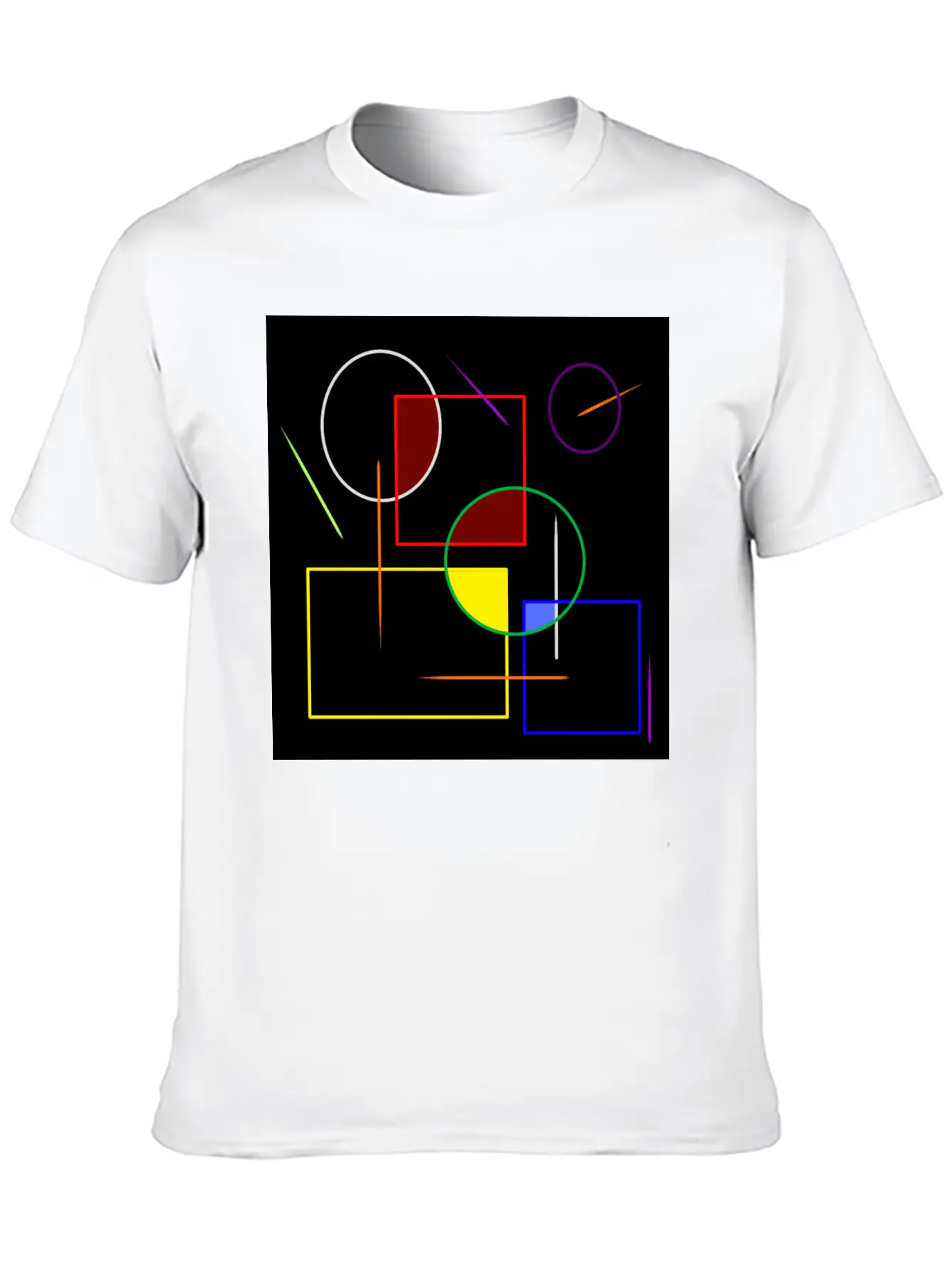 Rainbow Colored Geometric Shapes Essential Cotton Tee For Daily Outfits – Unisex Style