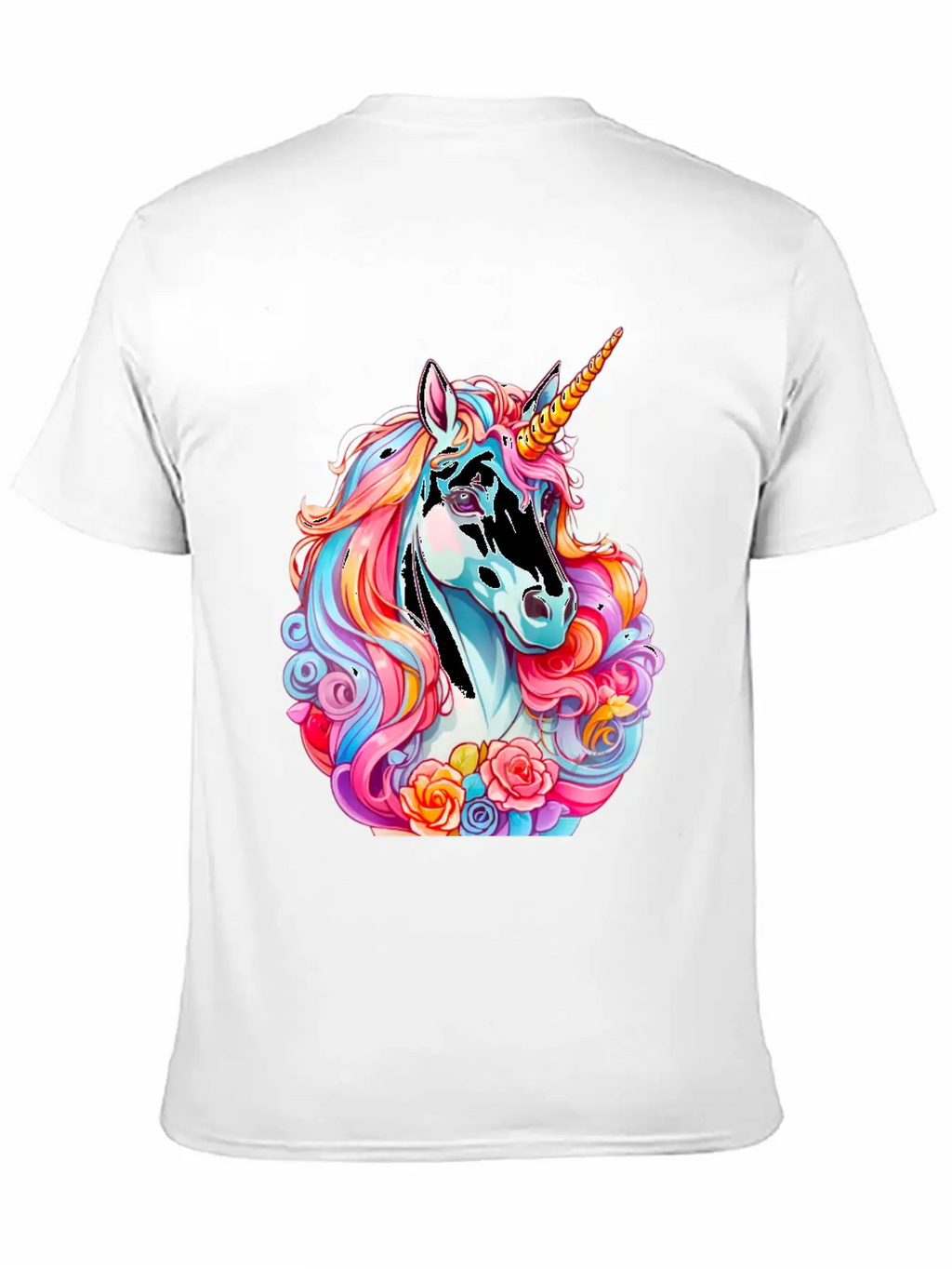 Rainbow Dream Unicorn Floral Stylish Everyday T-Shirt – Unisex Basic Cotton Tee