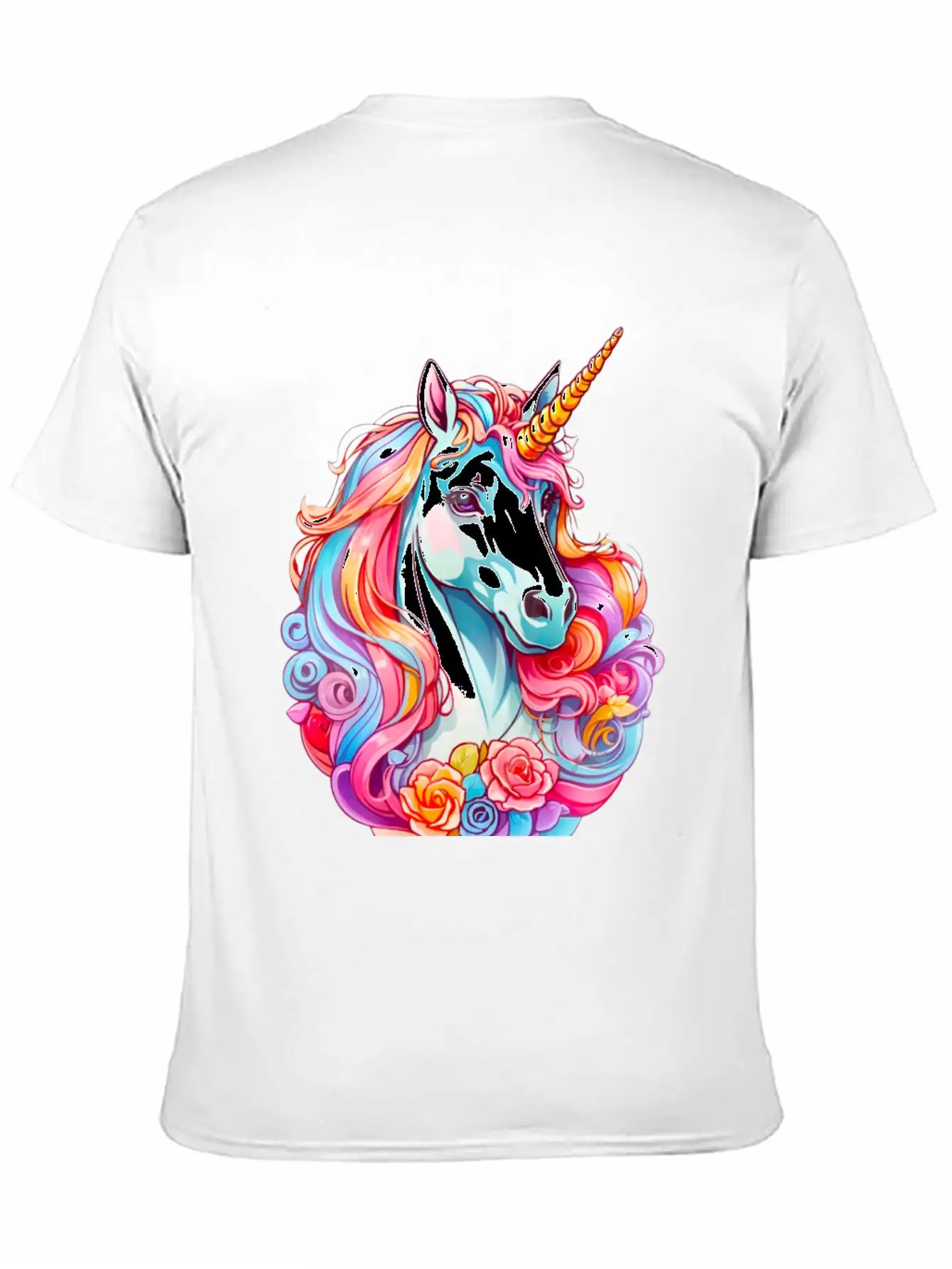 Rainbow Dream Unicorn Floral Stylish Everyday T-Shirt – Unisex Basic Cotton Tee