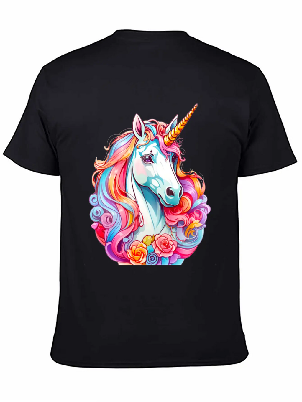 Rainbow Dream Unicorn Floral Stylish Everyday T-Shirt – Unisex Basic Cotton Tee