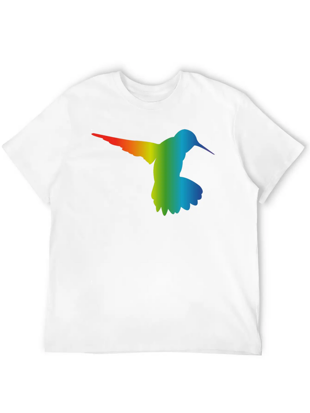Rainbow Gradient Hummingbird Simple Unisex Casual T-Shirt – Clean Design For Daily Comfort
