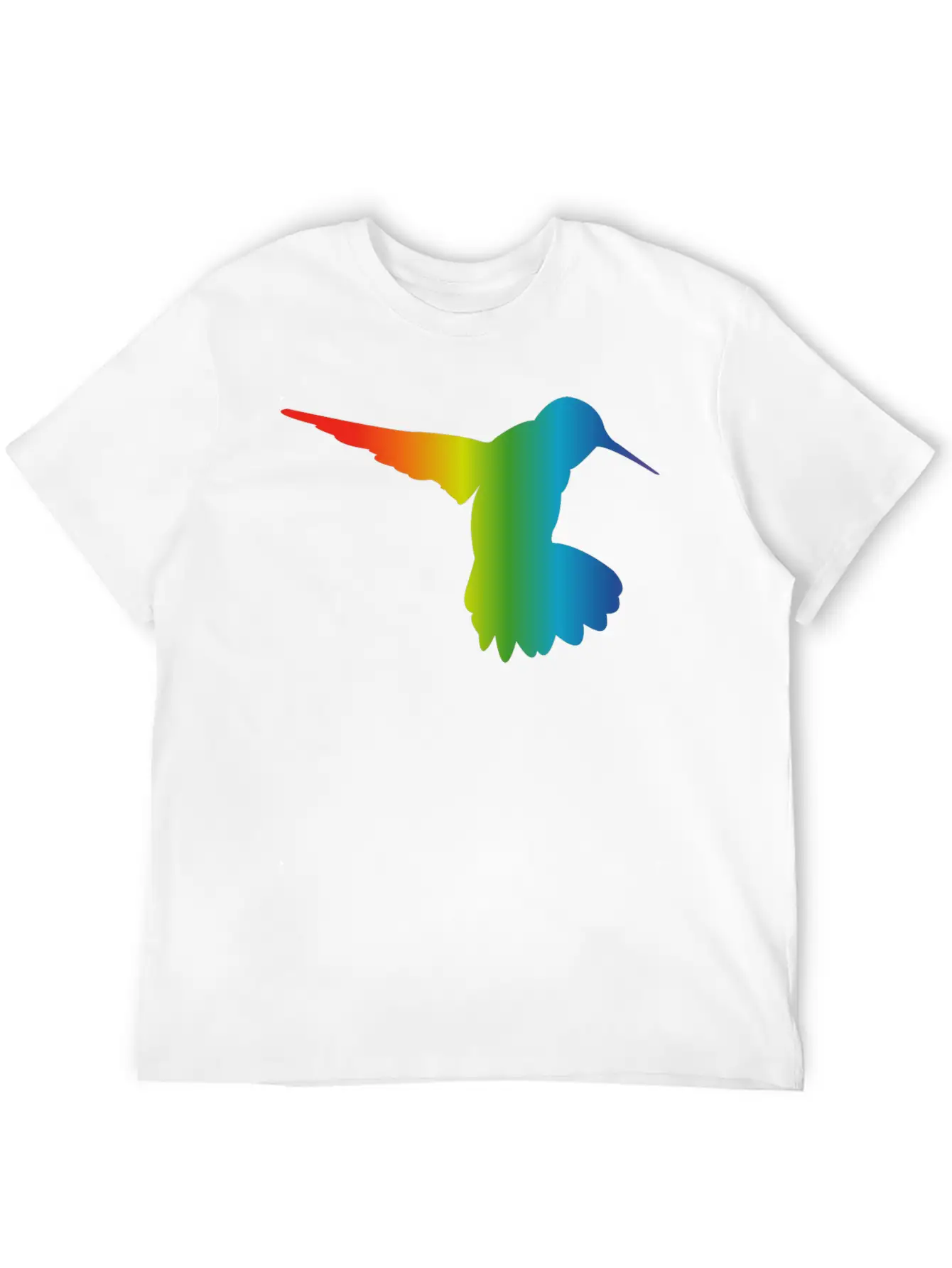 Rainbow Gradient Hummingbird Simple Unisex Casual T-Shirt – Clean Design For Daily Comfort