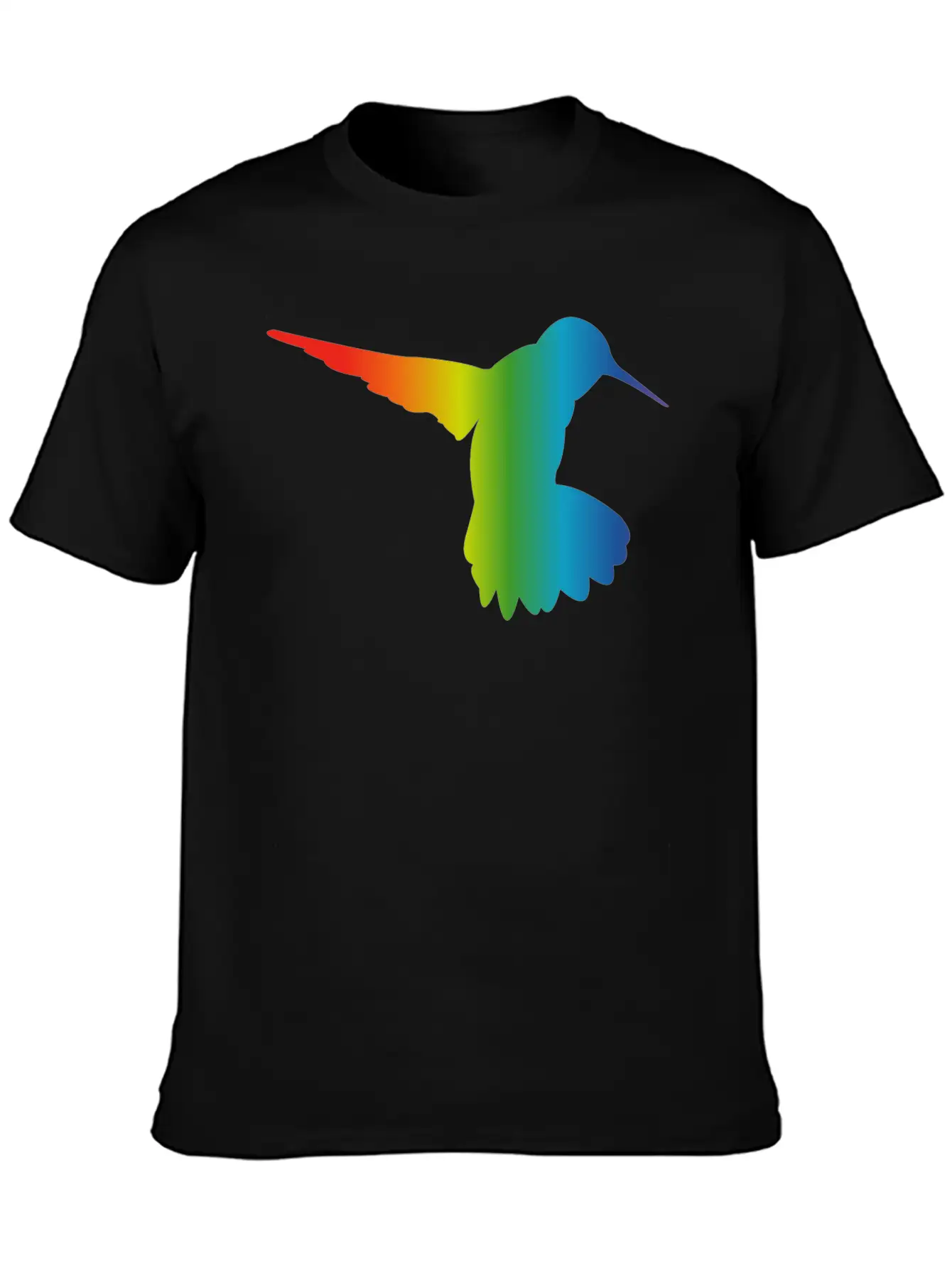 Rainbow Gradient Hummingbird Simple Unisex Casual T-Shirt – Clean Design For Daily Comfort