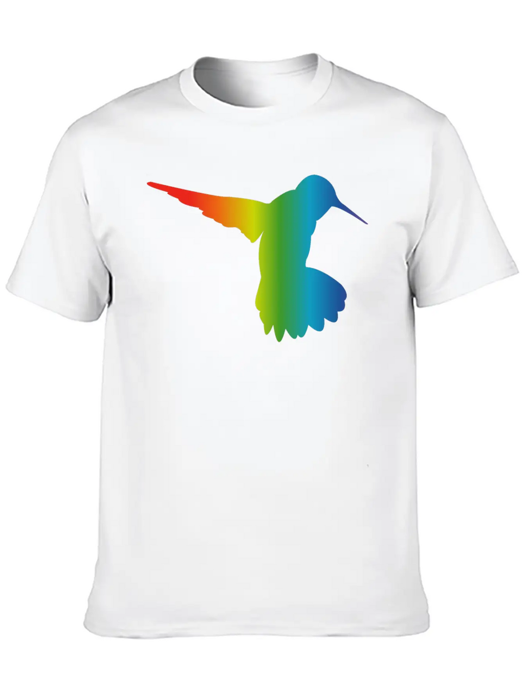 Rainbow Gradient Hummingbird Simple Unisex Casual T-Shirt – Clean Design For Daily Comfort