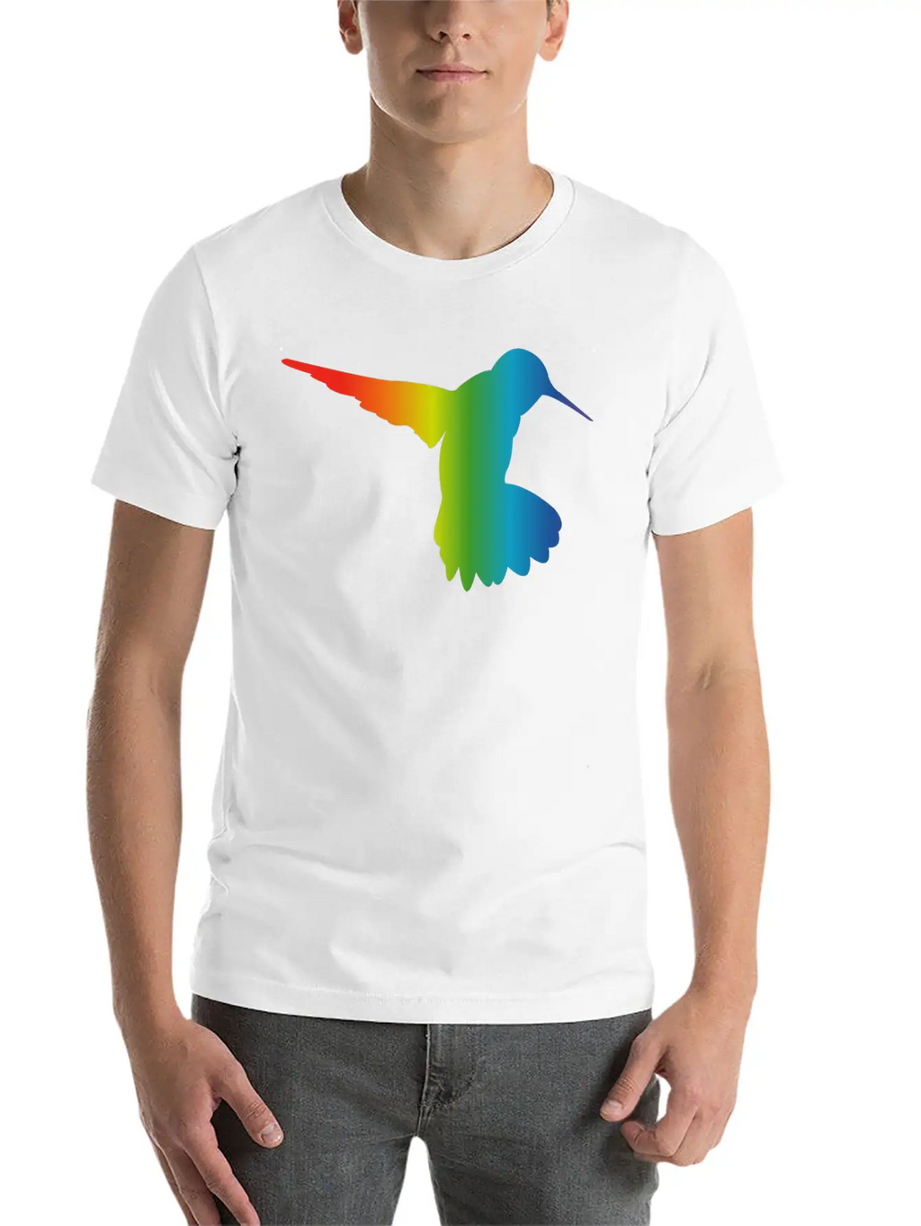 Rainbow Gradient Hummingbird Simple Unisex Casual T-Shirt – Clean Design For Daily Comfort