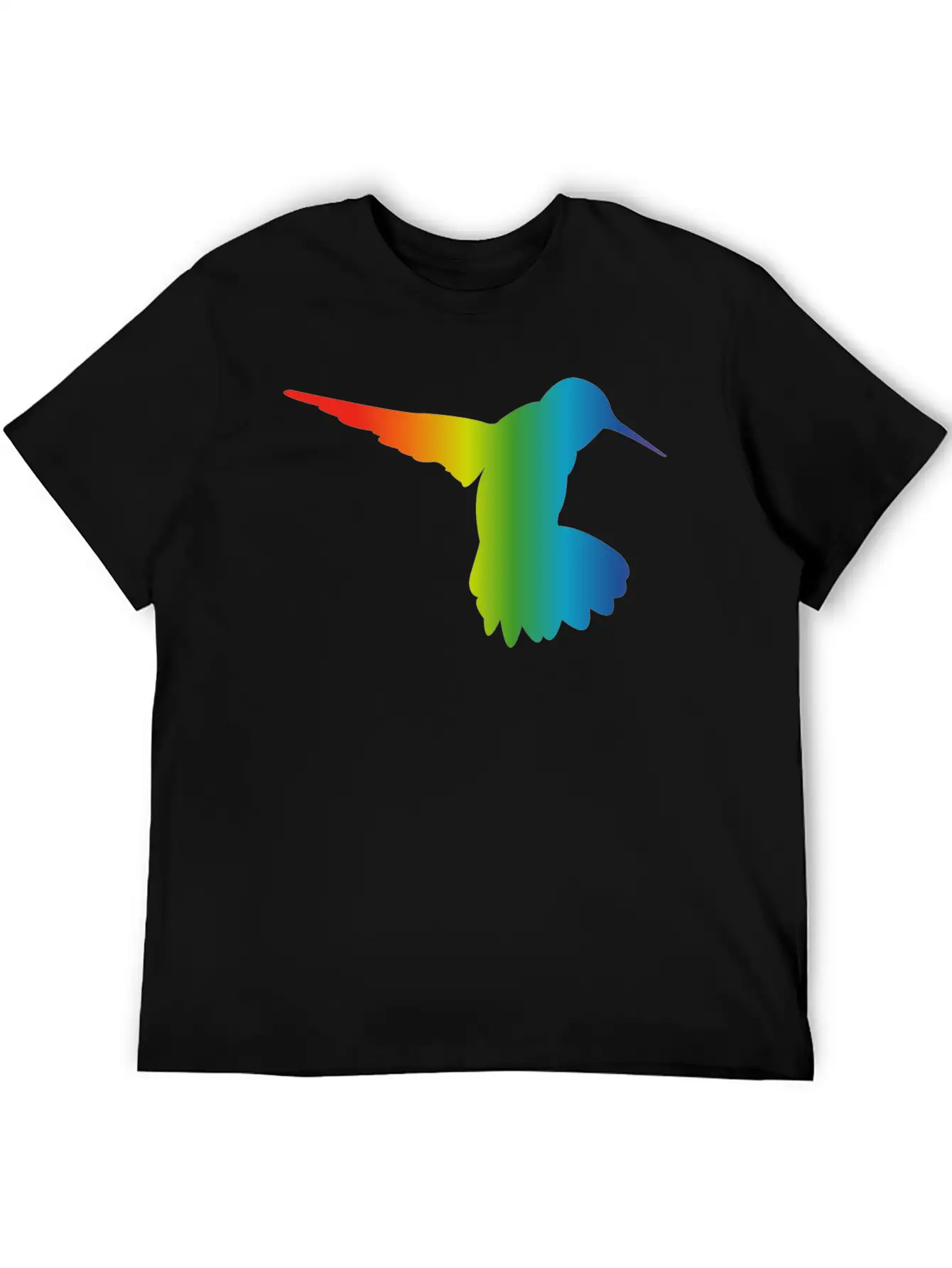 Rainbow Gradient Hummingbird Simple Unisex Casual T-Shirt – Clean Design For Daily Comfort