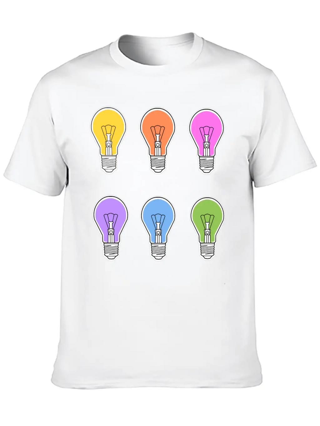 Rainbow Lightbulbs Unisex Short Sleeve Soft Cotton T-Shirt – Casual Everyday Wear