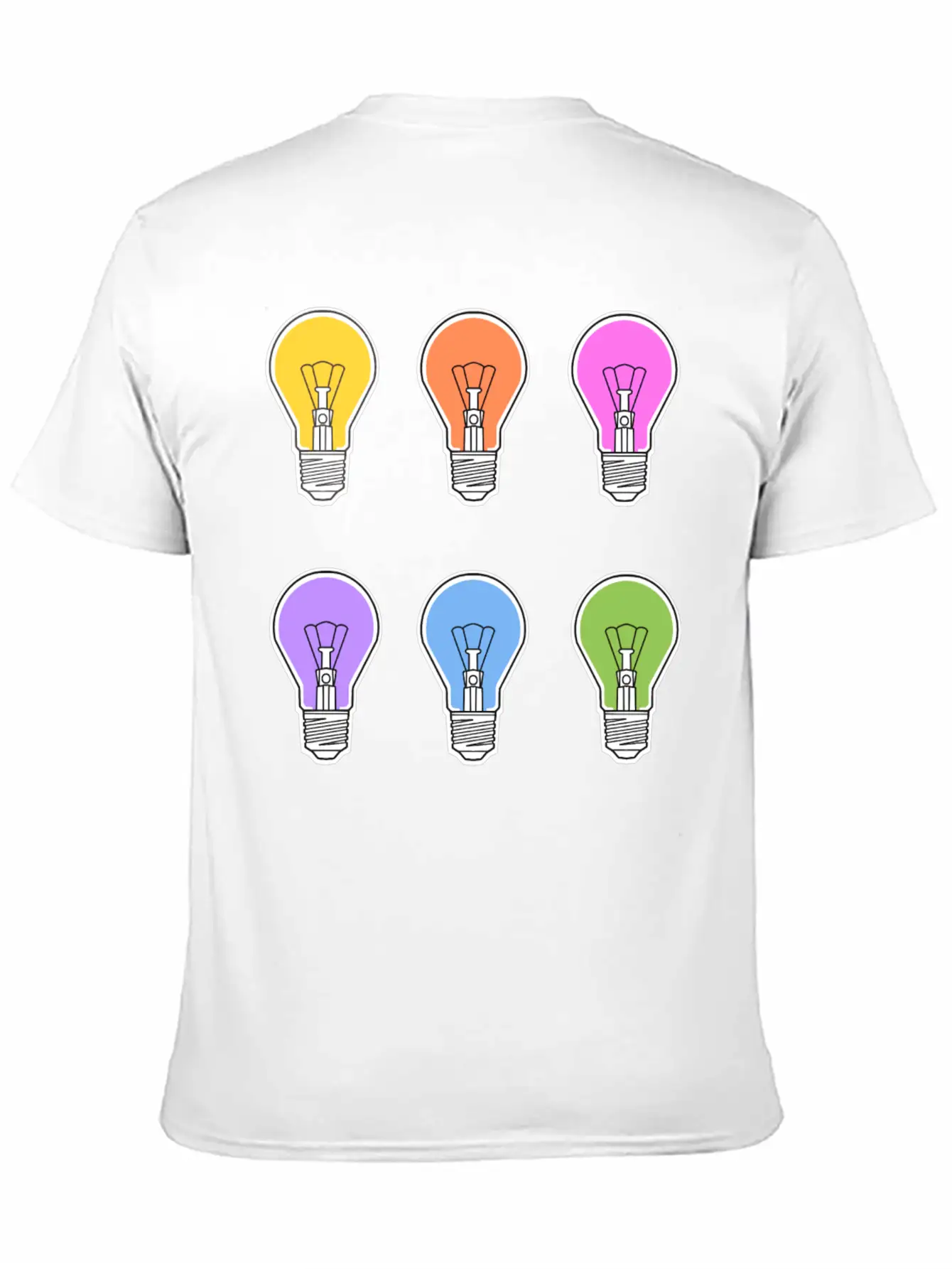 Rainbow Lightbulbs Unisex Short Sleeve Soft Cotton T-Shirt – Casual Everyday Wear