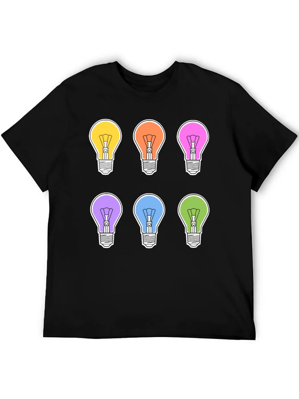 Rainbow Lightbulbs Unisex Short Sleeve Soft Cotton T-Shirt – Casual Everyday Wear