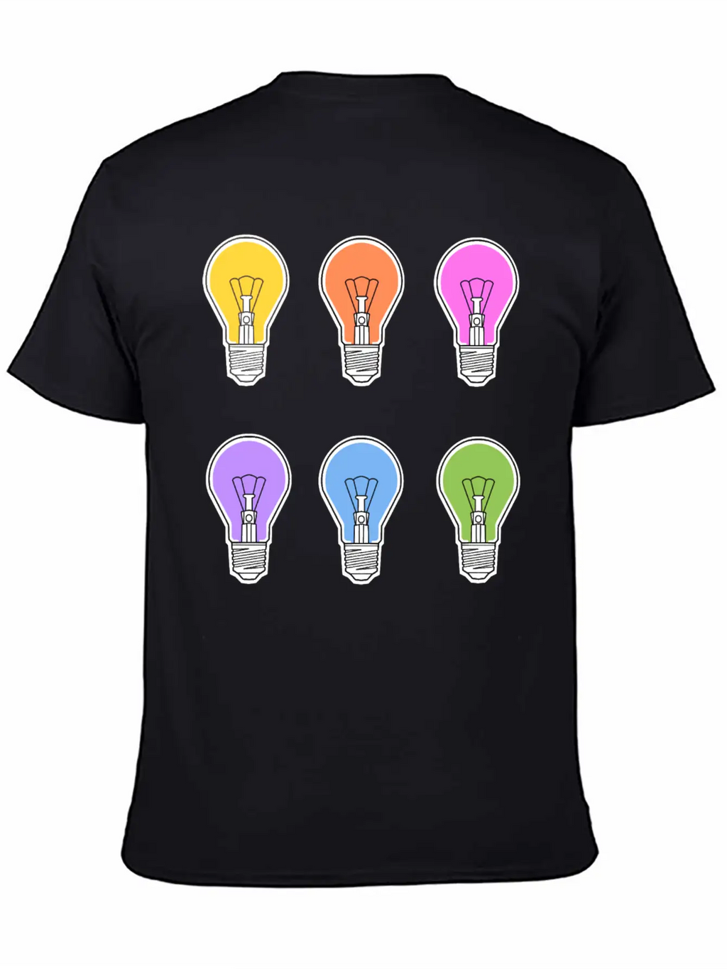 Rainbow Lightbulbs Unisex Short Sleeve Soft Cotton T-Shirt – Casual Everyday Wear