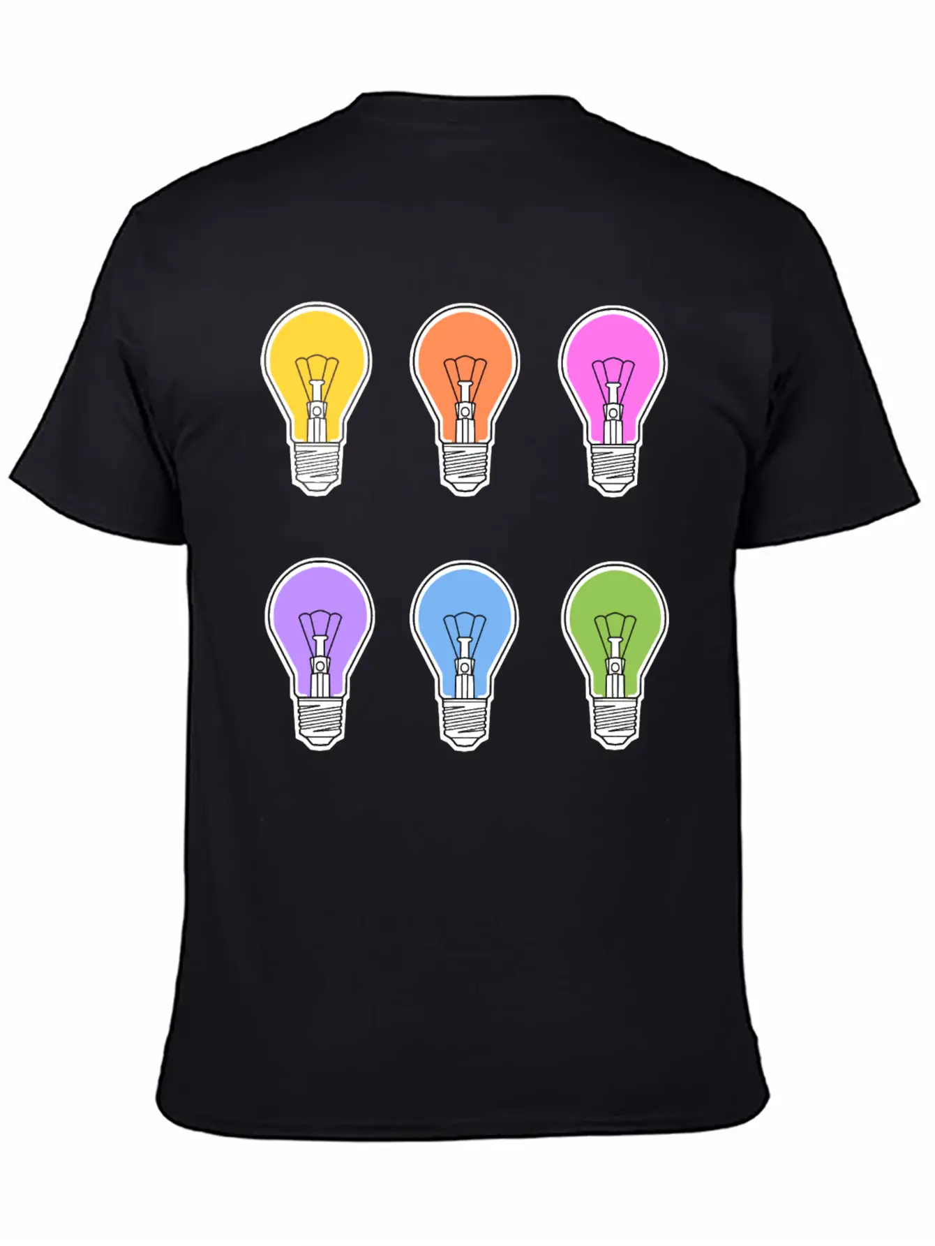 Rainbow Lightbulbs Unisex Short Sleeve Soft Cotton T-Shirt – Casual Everyday Wear