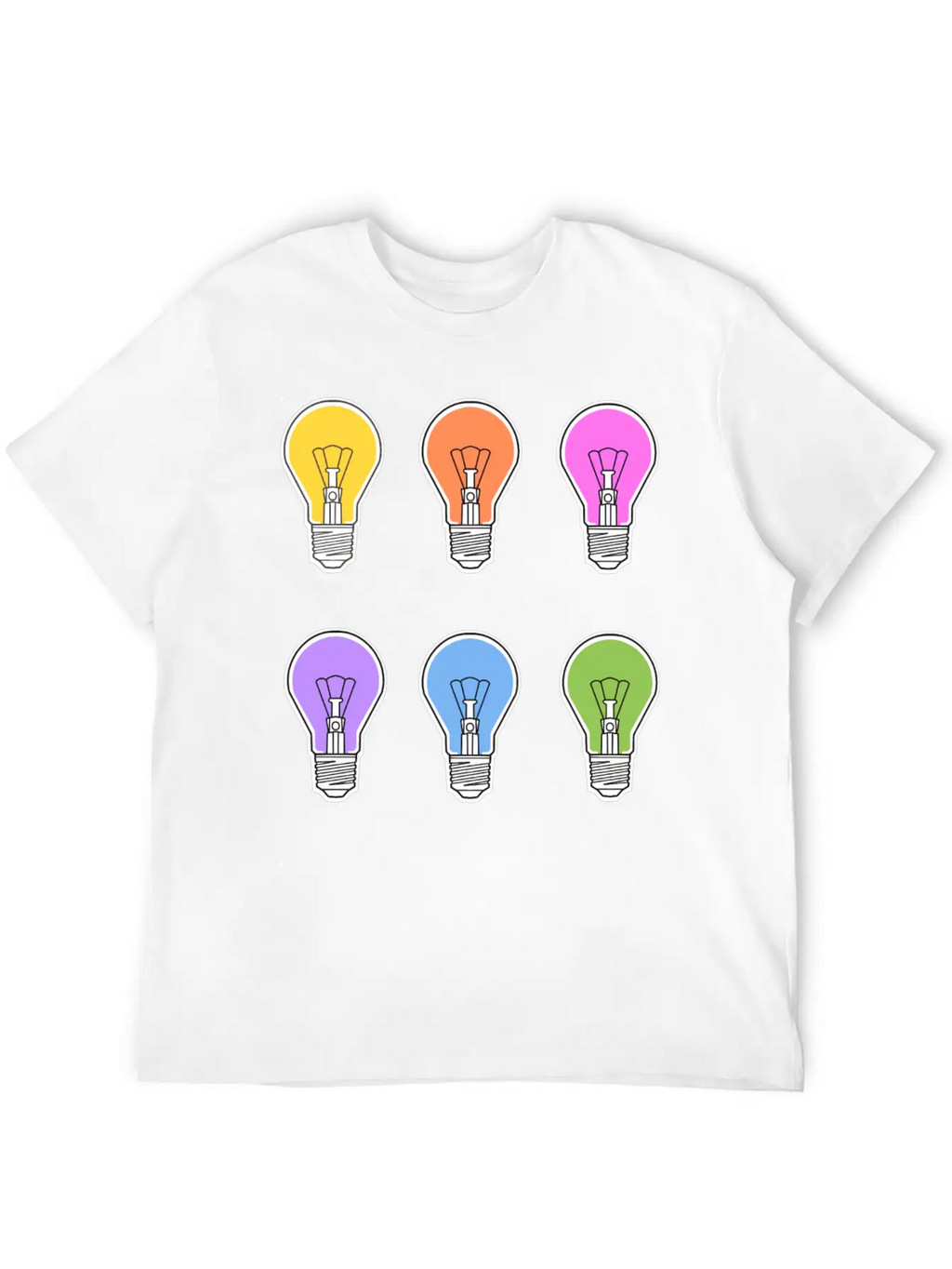 Rainbow Lightbulbs Unisex Short Sleeve Soft Cotton T-Shirt – Casual Everyday Wear