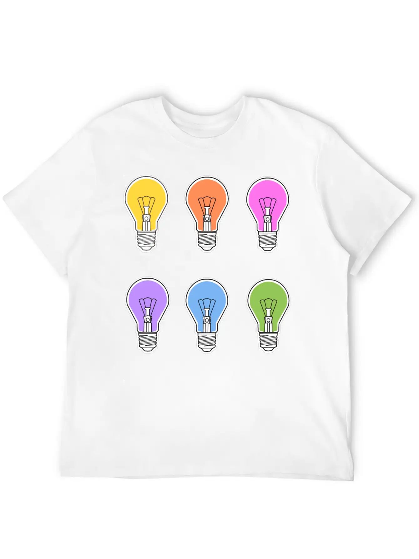 Rainbow Lightbulbs Unisex Short Sleeve Soft Cotton T-Shirt – Casual Everyday Wear