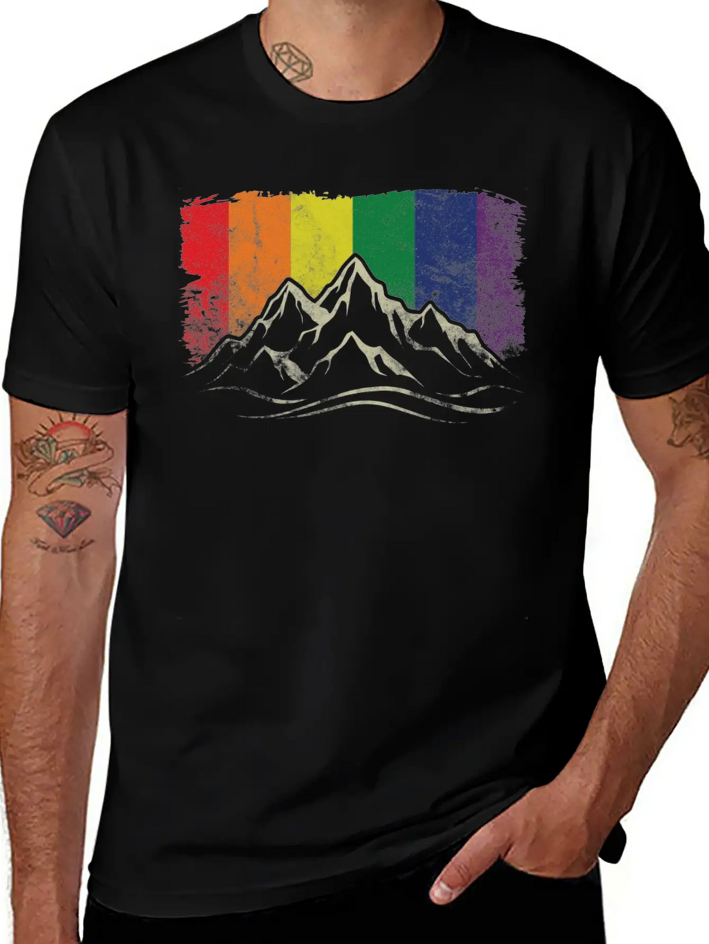 Rainbow Mountain Stylish Everyday T-Shirt – Unisex Basic Cotton Tee