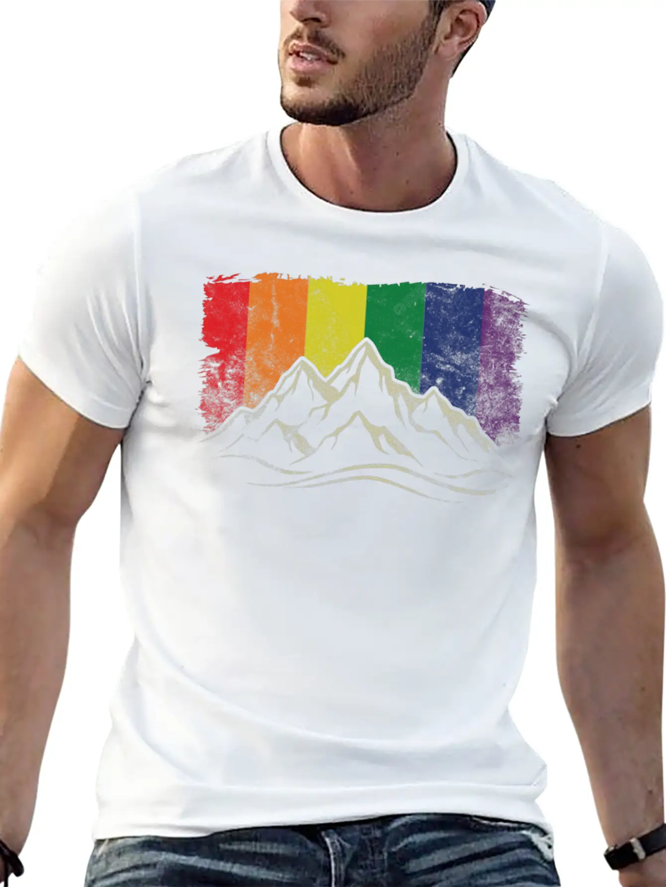 Rainbow Mountain Stylish Everyday T-Shirt – Unisex Basic Cotton Tee