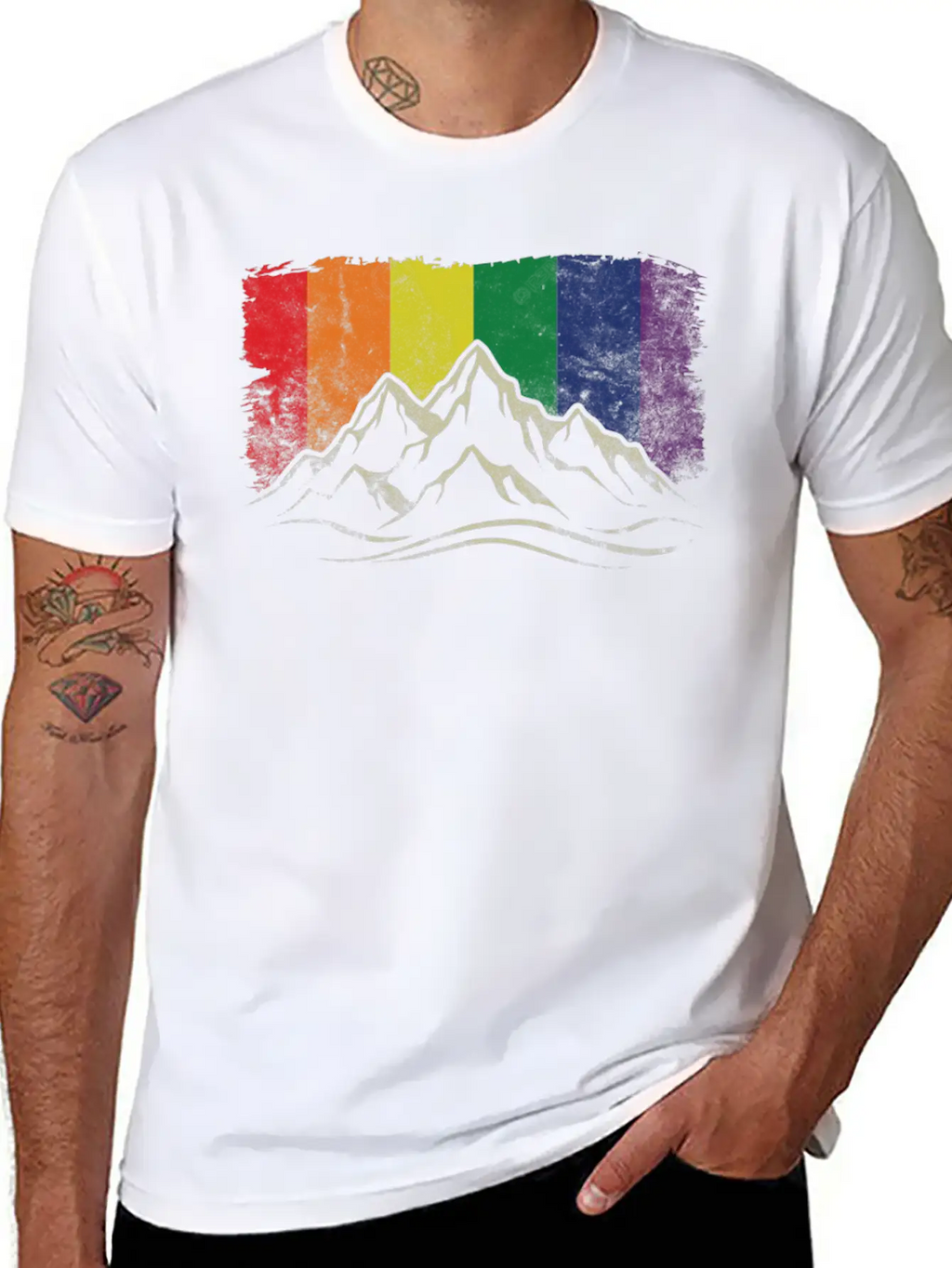 Rainbow Mountain Stylish Everyday T-Shirt – Unisex Basic Cotton Tee