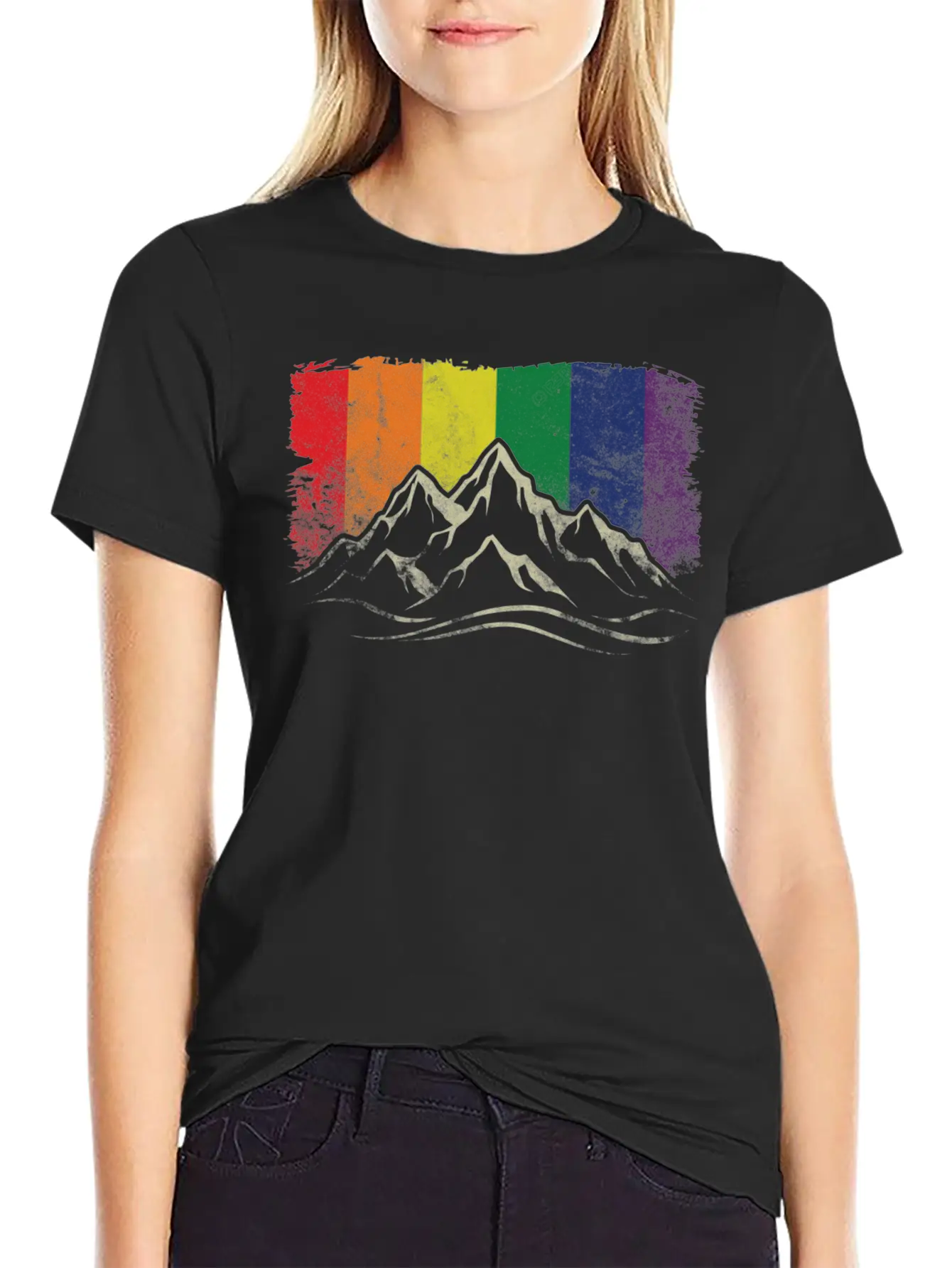 Rainbow Mountain Stylish Everyday T-Shirt – Unisex Basic Cotton Tee