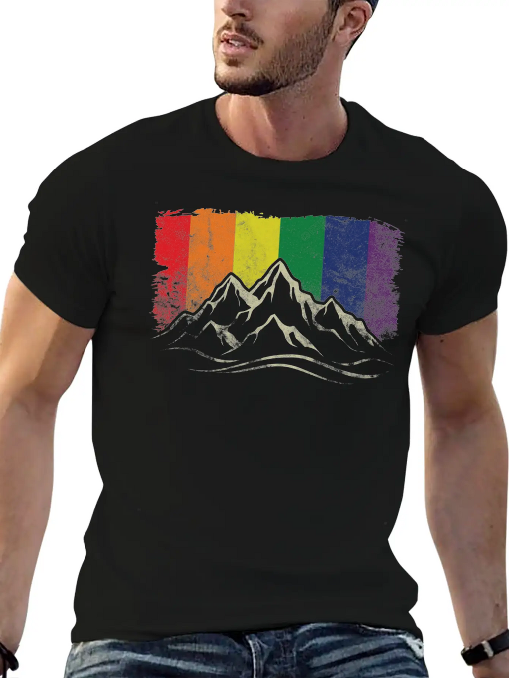 Rainbow Mountain Stylish Everyday T-Shirt – Unisex Basic Cotton Tee