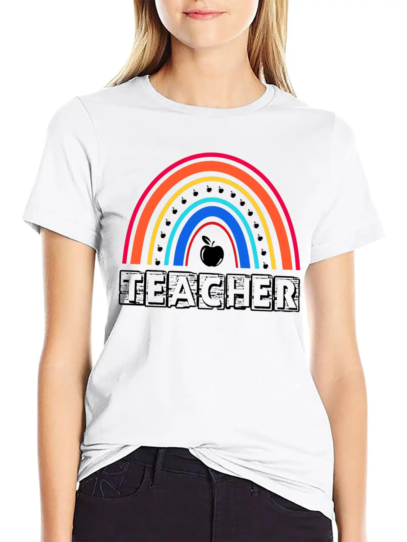 Rainbow Teacher Essential Cotton Tee For Daily Outfits – Unisex Style