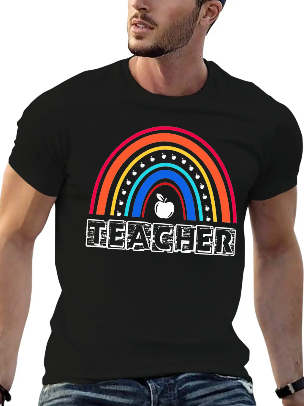 Rainbow Teacher Essential Cotton Tee For Daily Outfits – Unisex Style