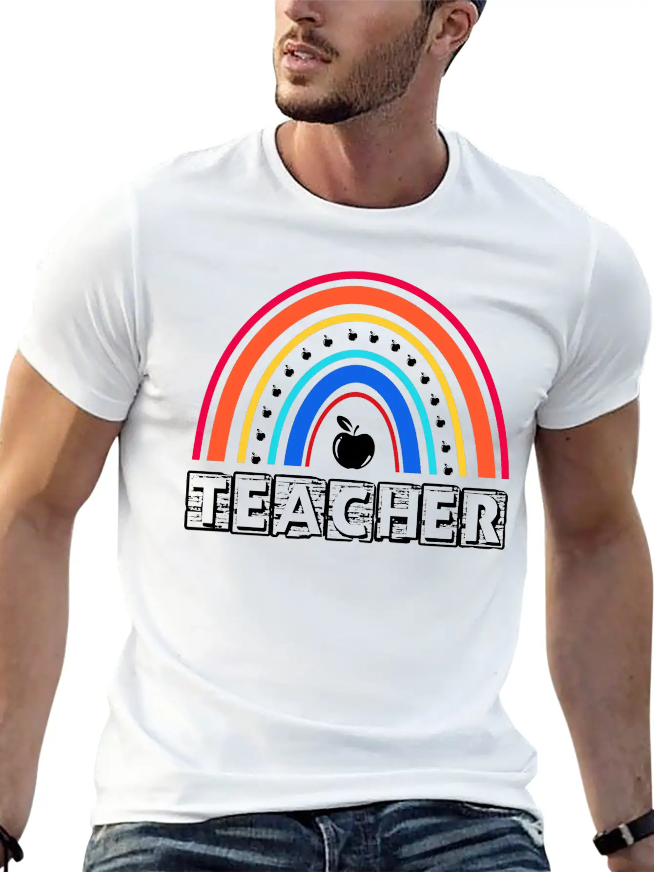 Rainbow Teacher Essential Cotton Tee For Daily Outfits – Unisex Style
