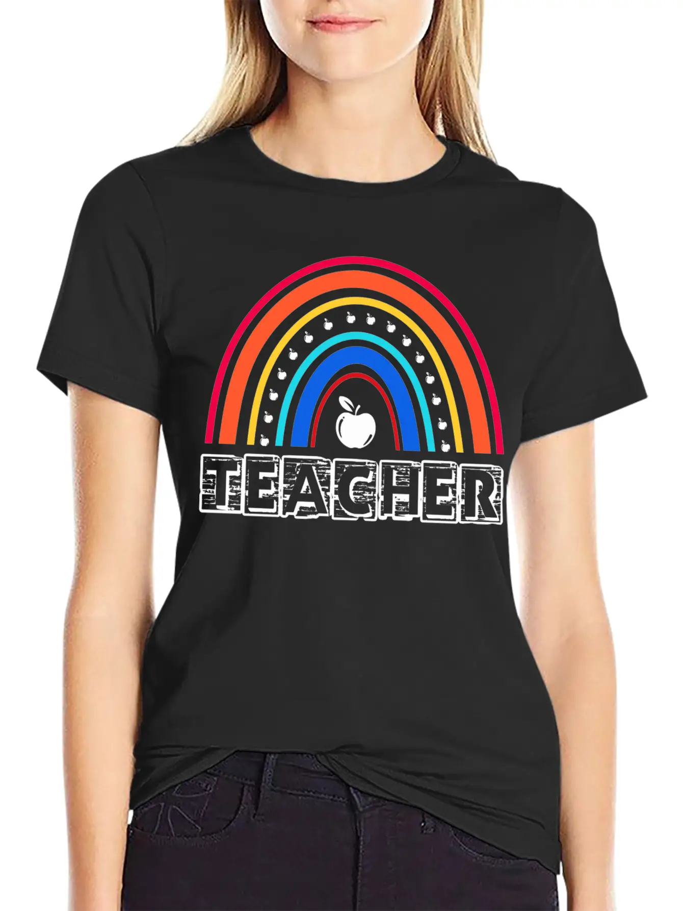 Rainbow Teacher Essential Cotton Tee For Daily Outfits – Unisex Style