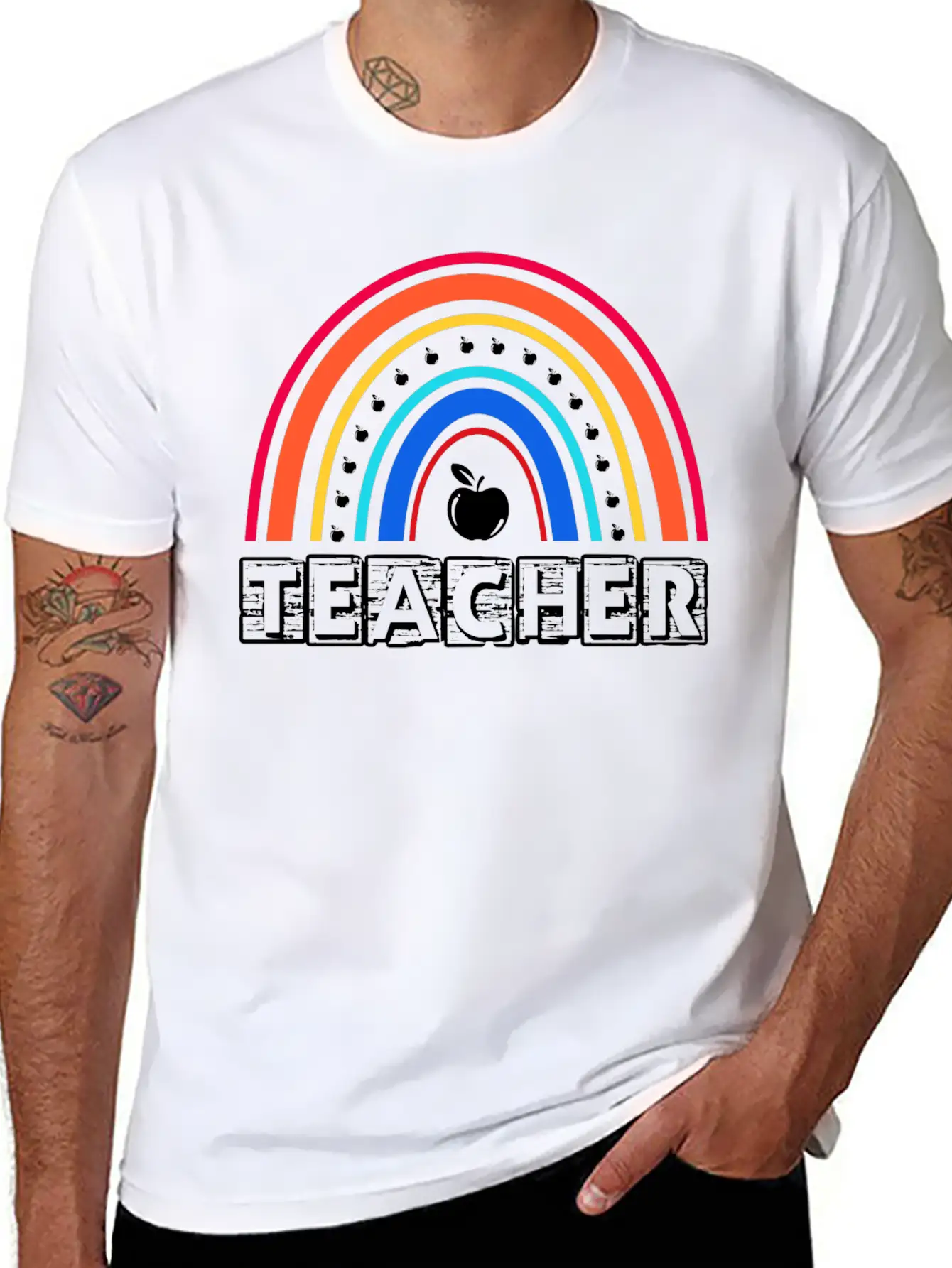 Rainbow Teacher Essential Cotton Tee For Daily Outfits – Unisex Style